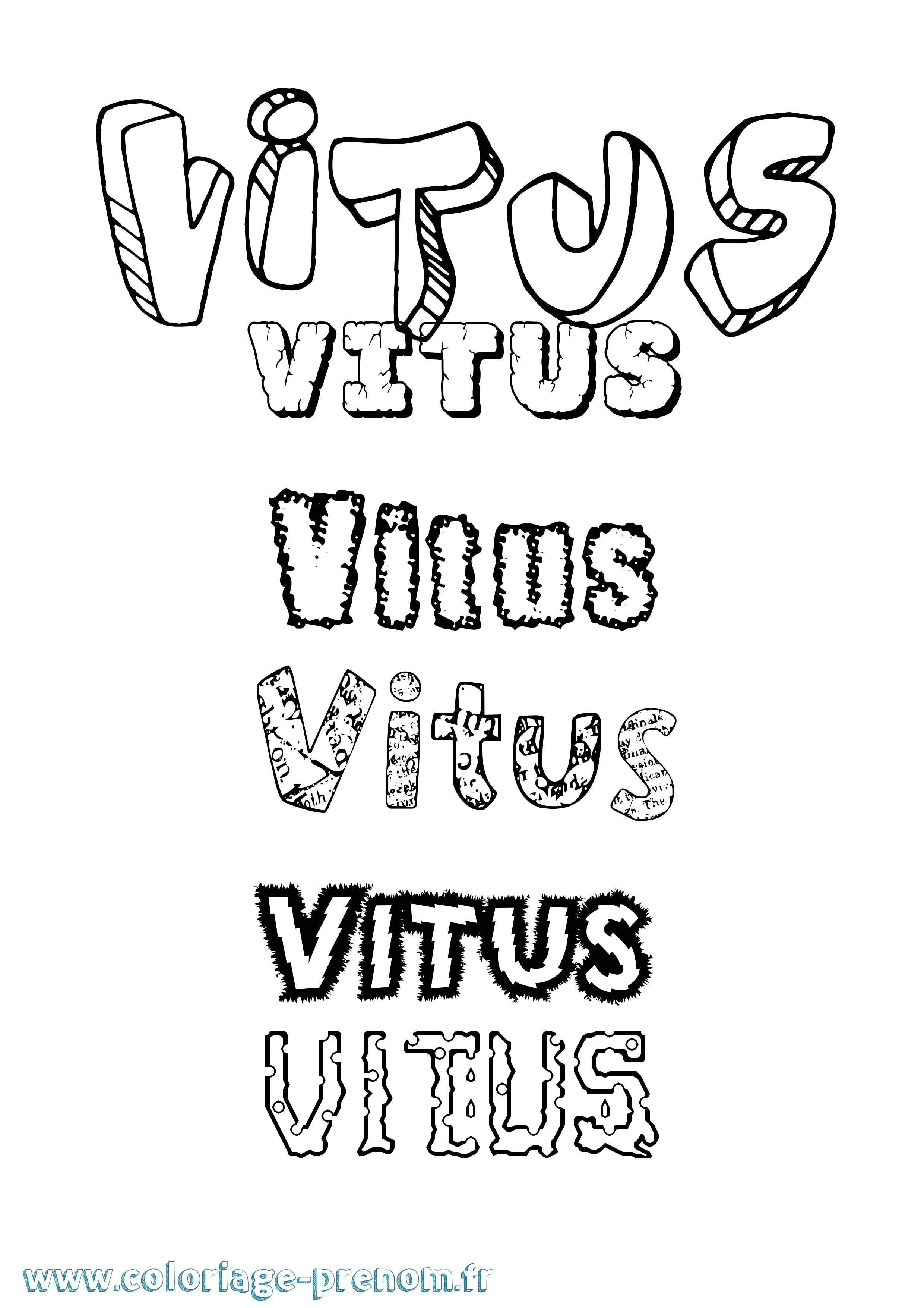 Coloriage Vitus Destructuré Coloriage prénom Vitus Destructuré
