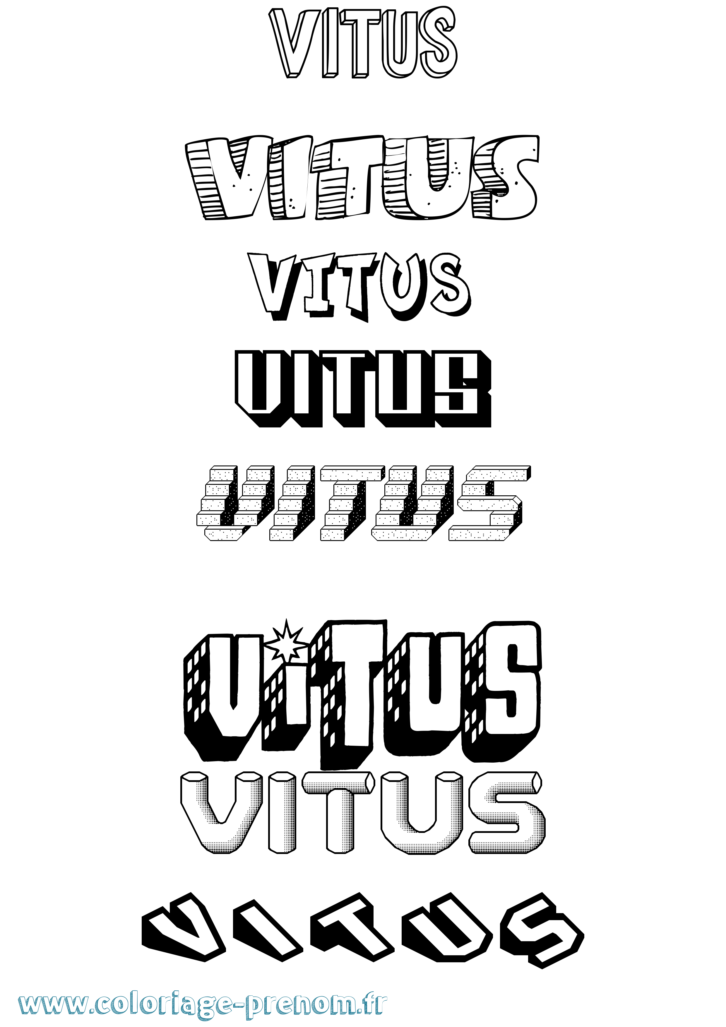 Coloriage prénom Vitus Effet 3D