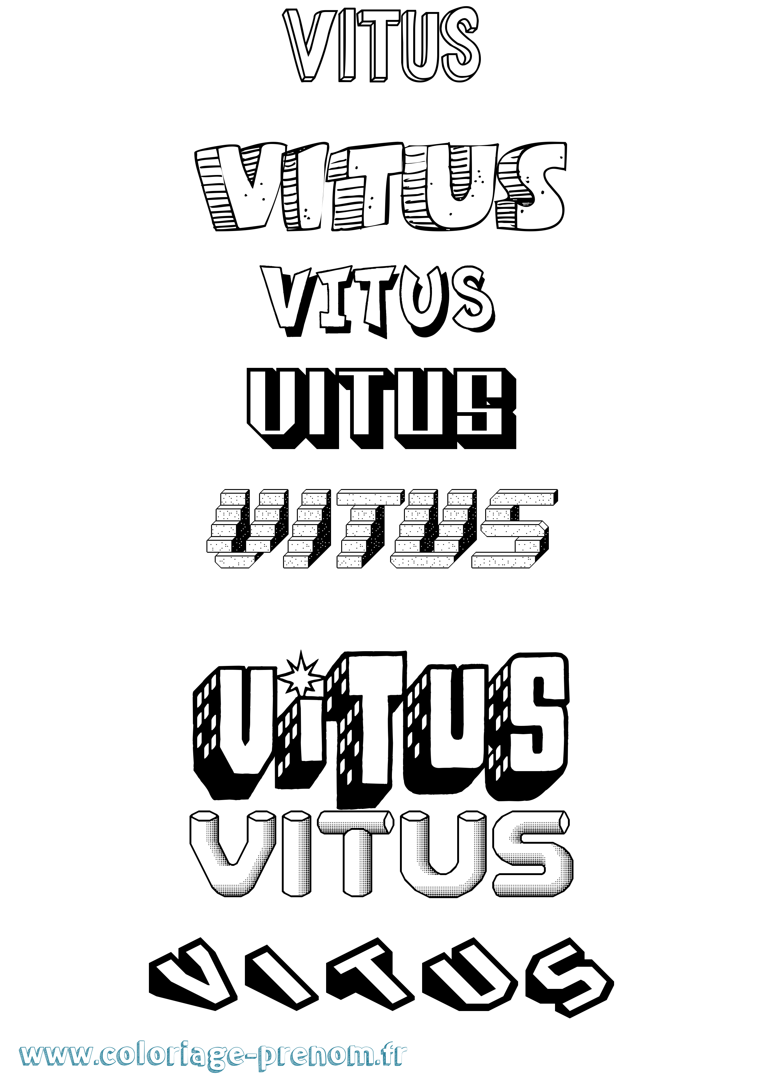 Coloriage Vitus Effet 3D Coloriage prénom Vitus Effet 3D