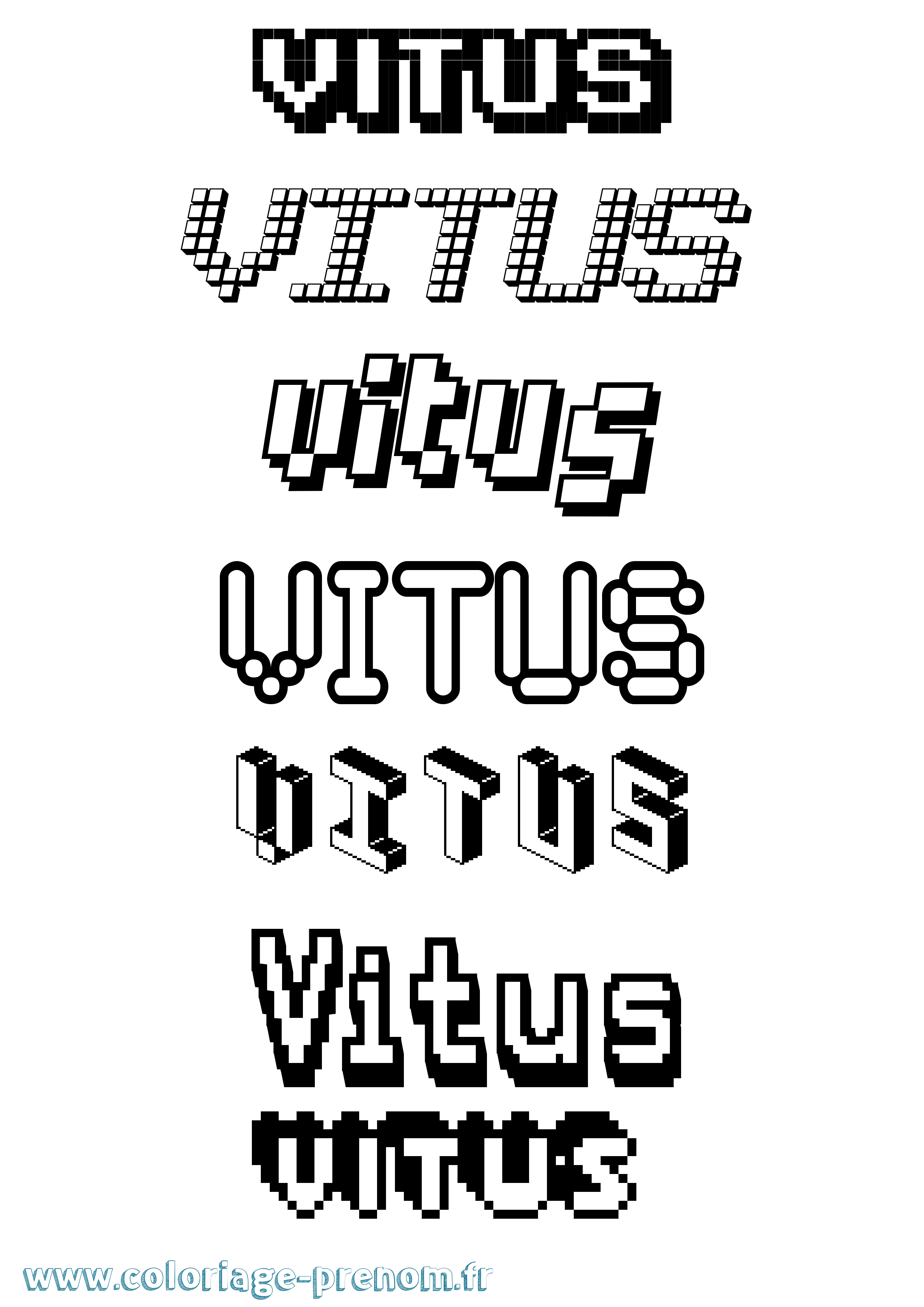 Coloriage prénom Vitus Pixel