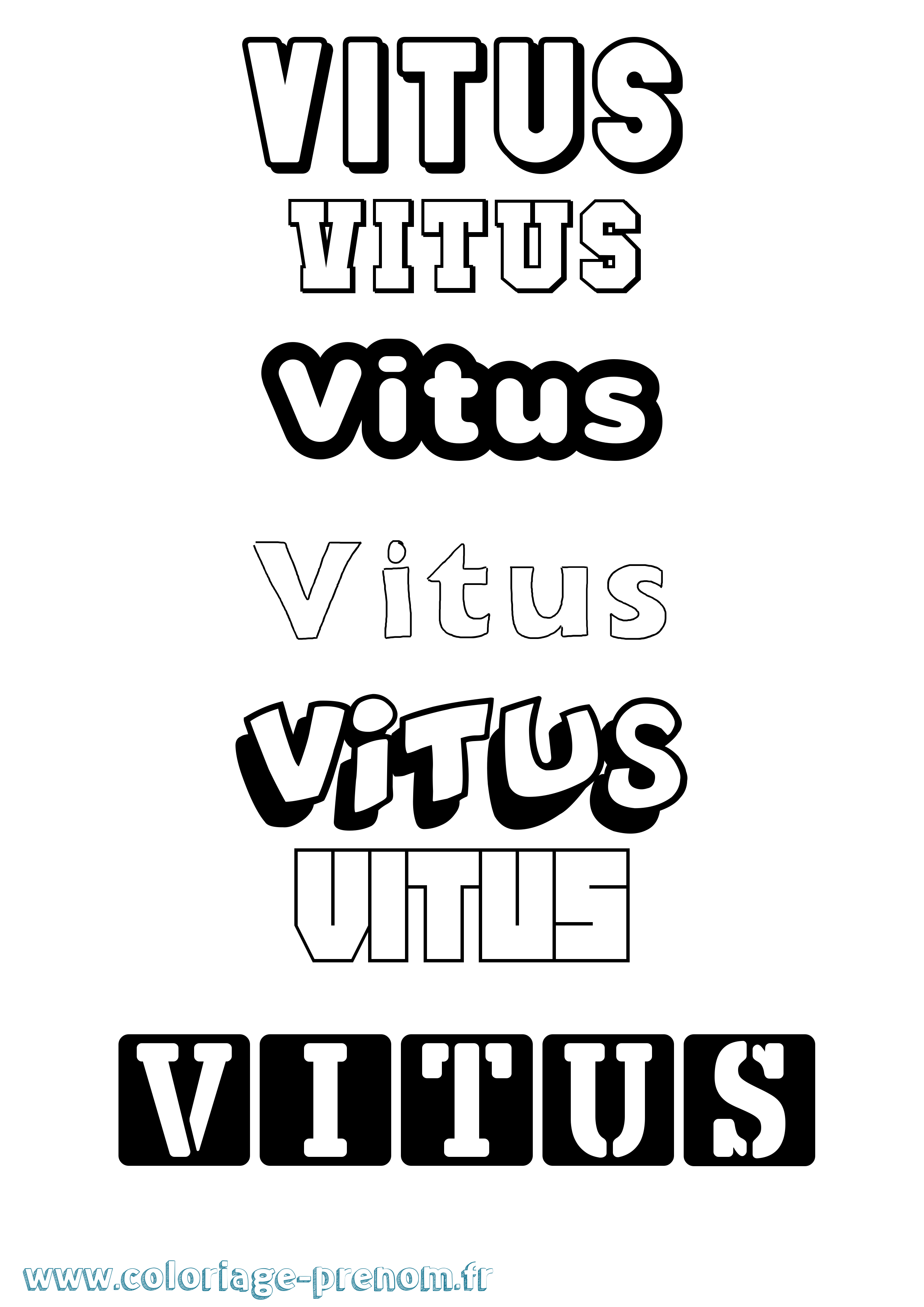 Coloriage Vitus Simple Coloriage prénom Vitus Simple