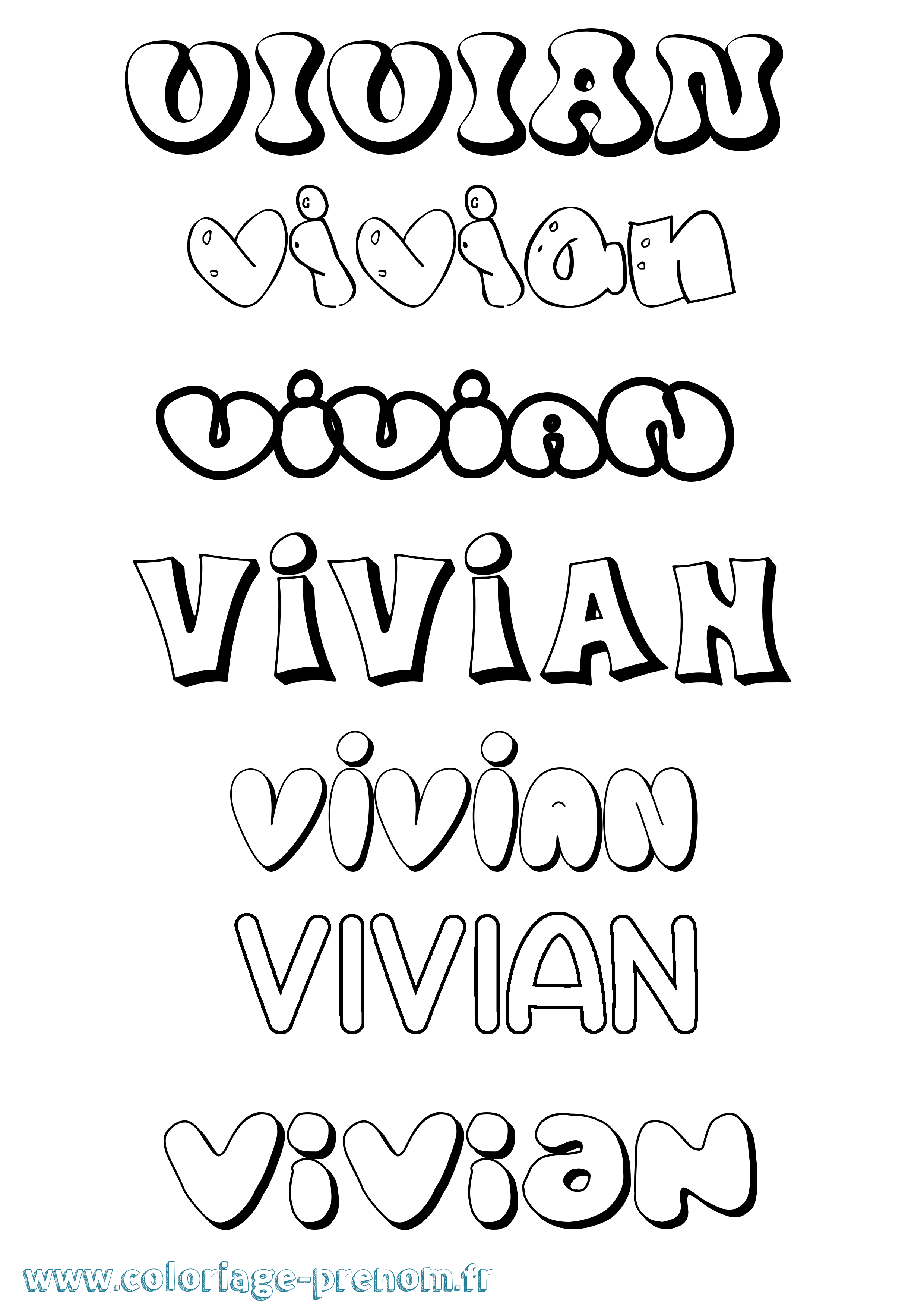 Coloriage Vivian Bubble Coloriage prénom Vivian Bubble