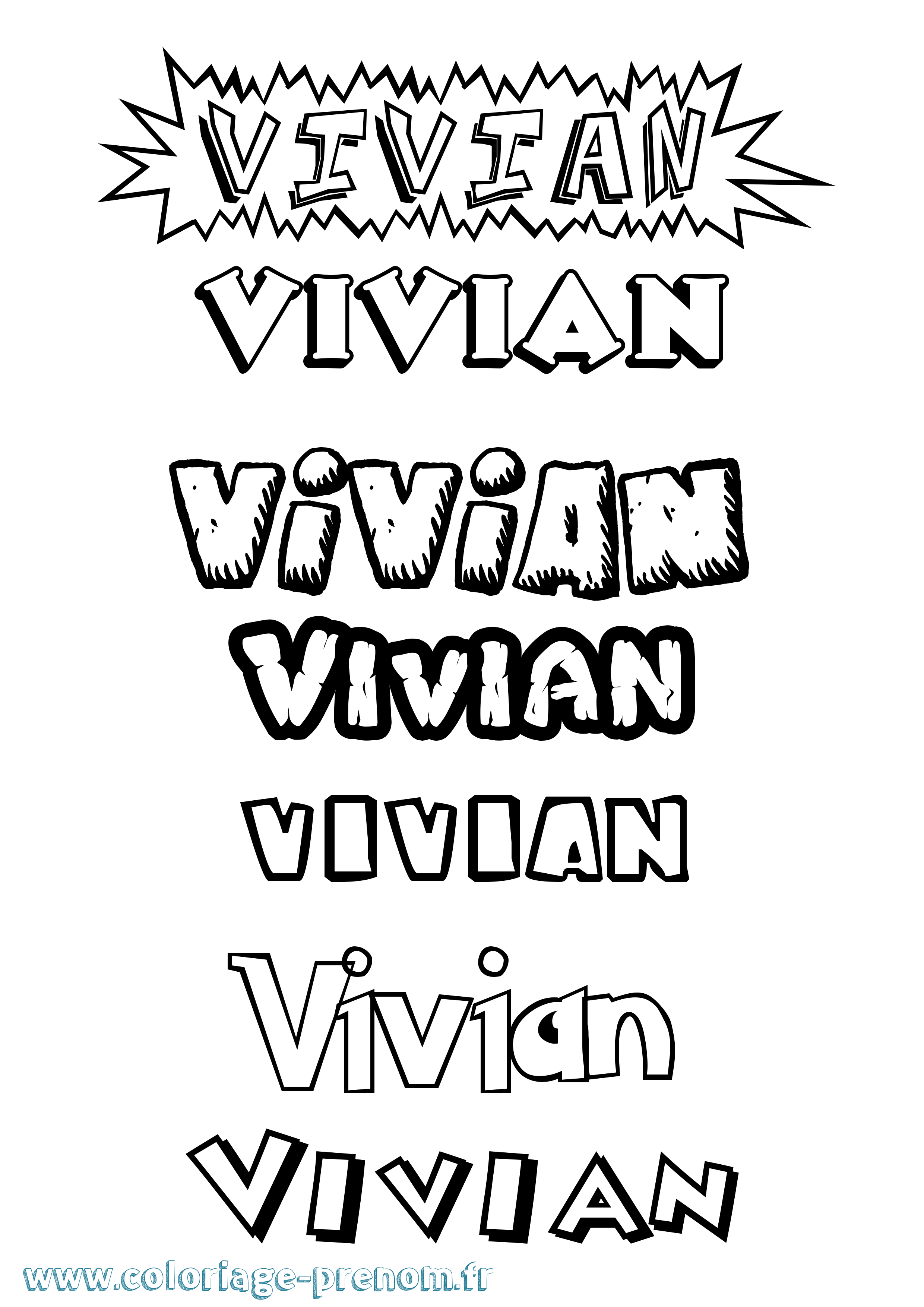 Coloriage Vivian Dessin Animé Coloriage prénom Vivian Dessin Animé