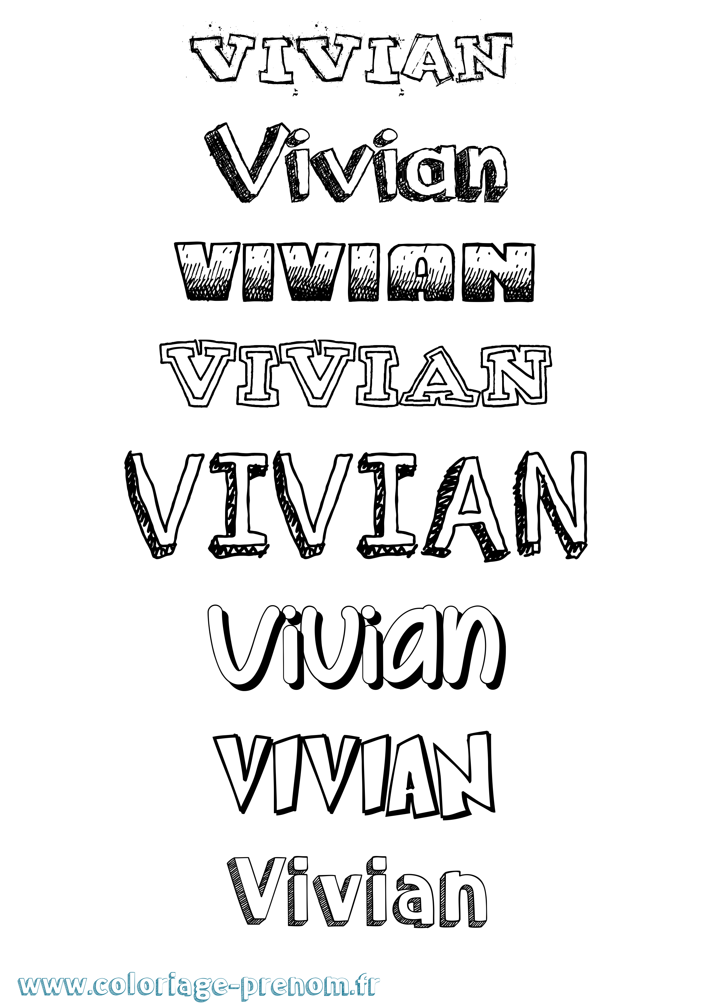 Coloriage Vivian Dessiné Coloriage prénom Vivian Dessiné