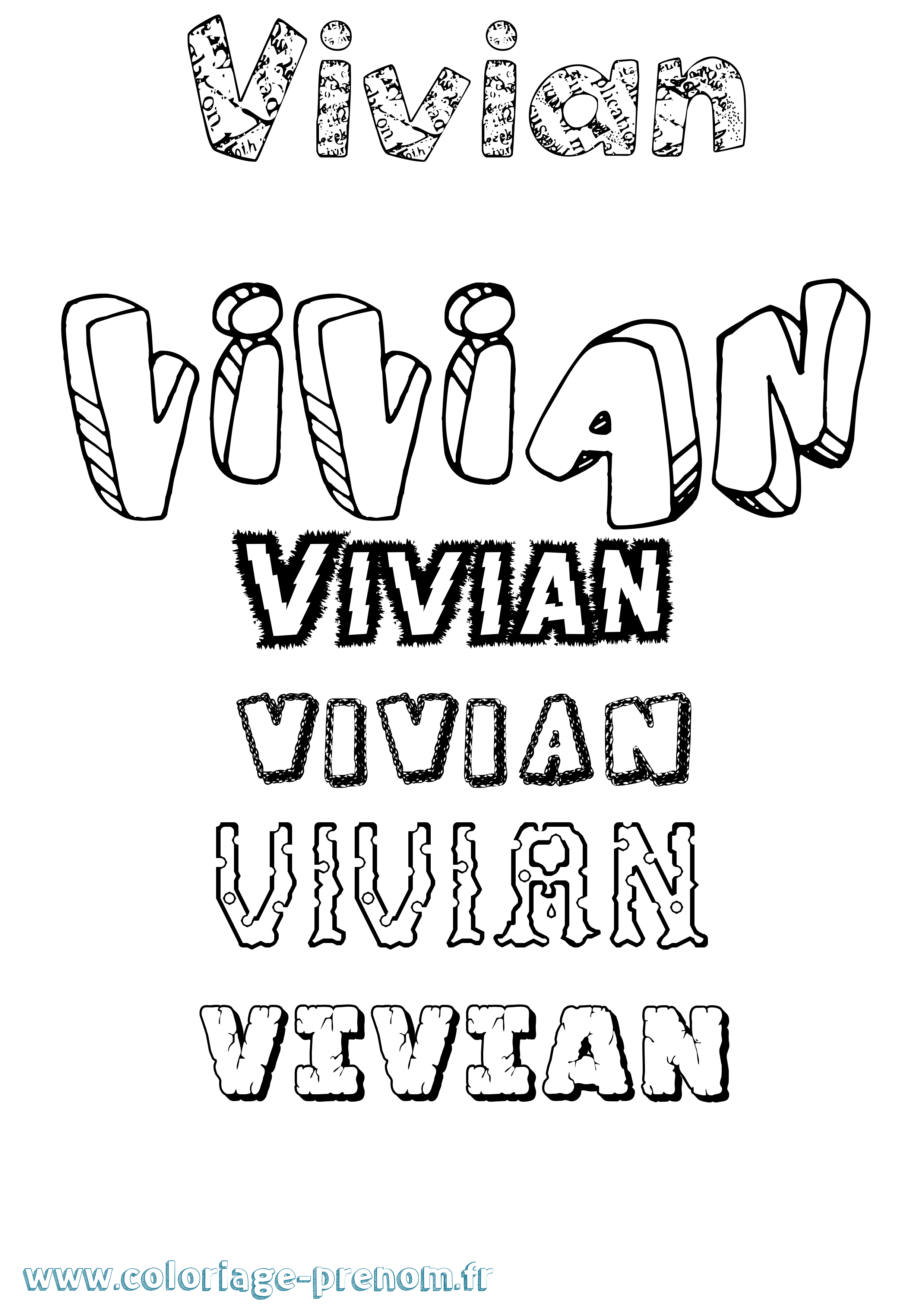 Coloriage Vivian Destructuré Coloriage prénom Vivian Destructuré