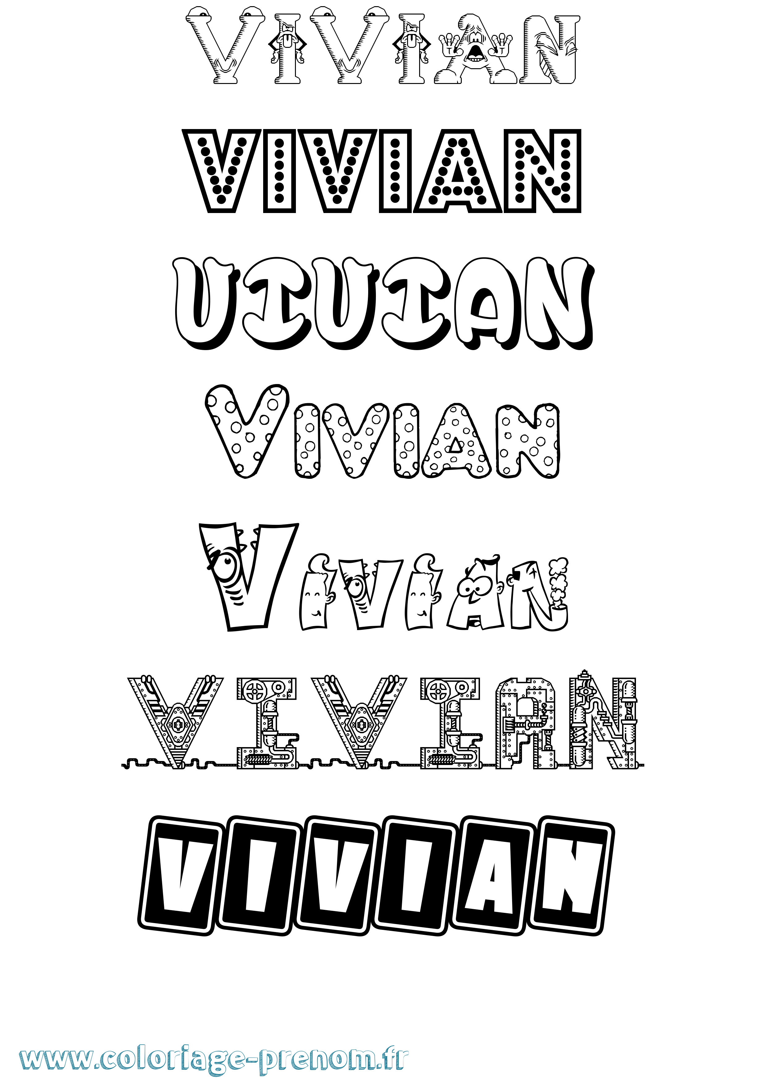 Coloriage Vivian Fun Coloriage prénom Vivian Fun