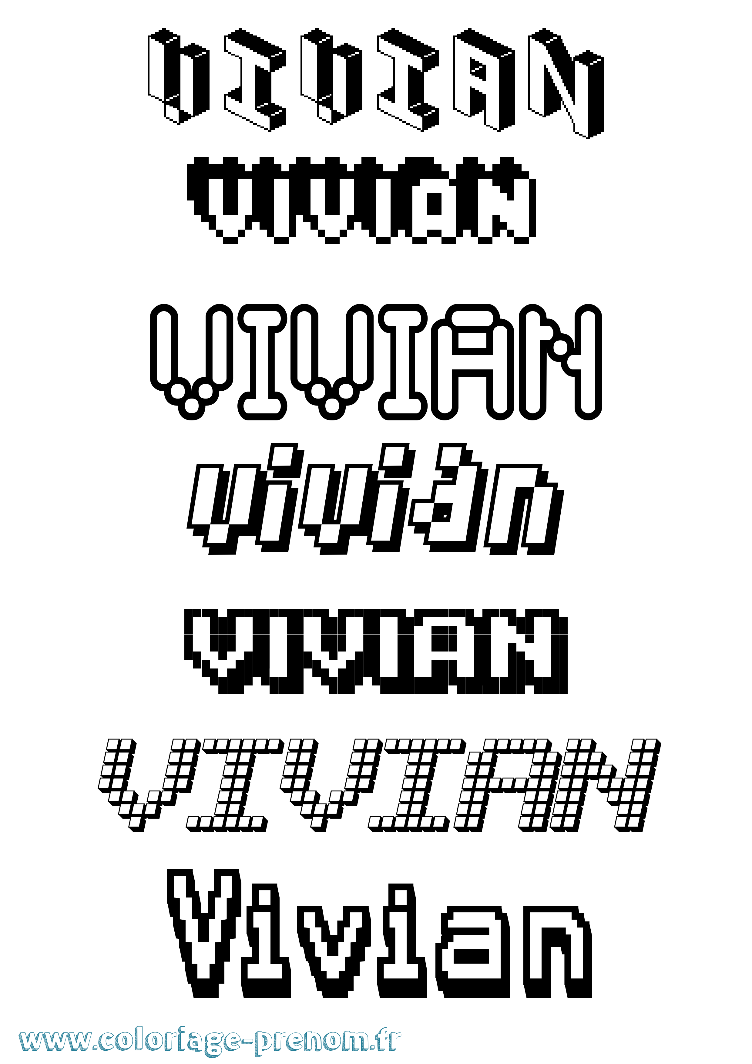Coloriage Vivian Pixel Coloriage prénom Vivian Pixel