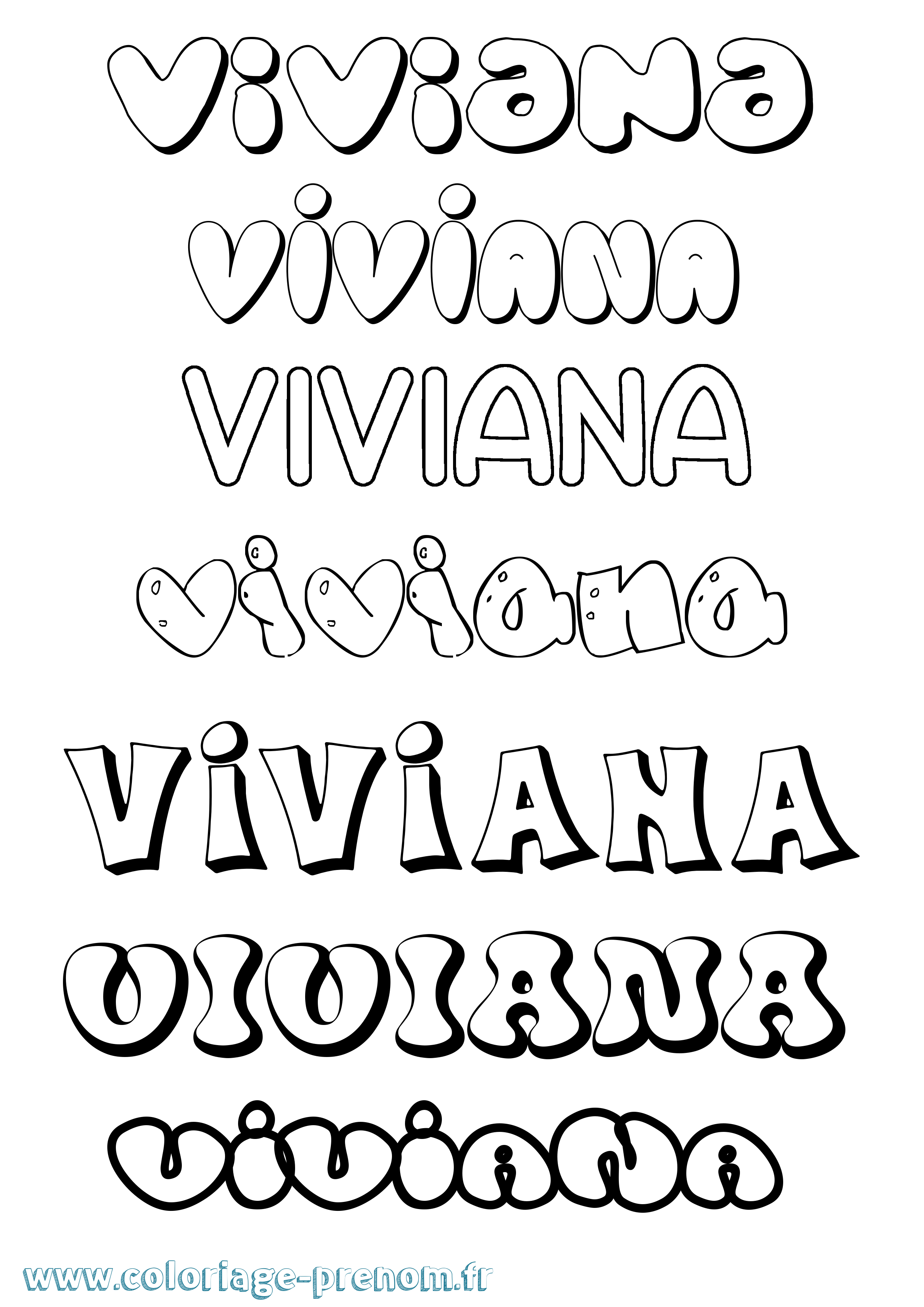 Coloriage prénom Viviana Bubble
