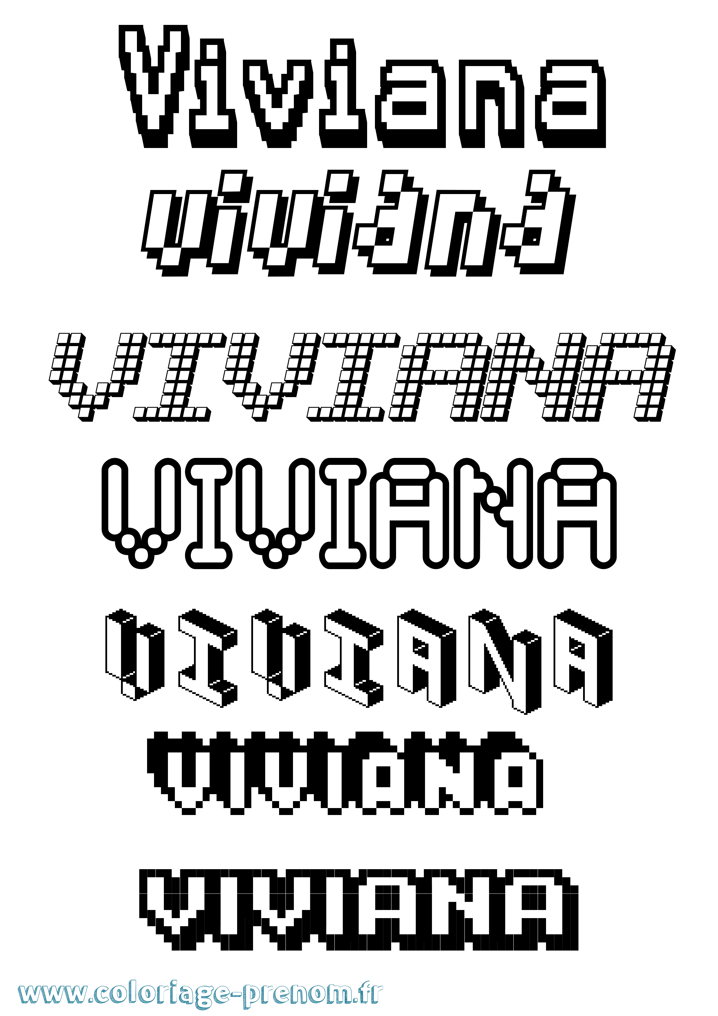 Coloriage prénom Viviana Pixel