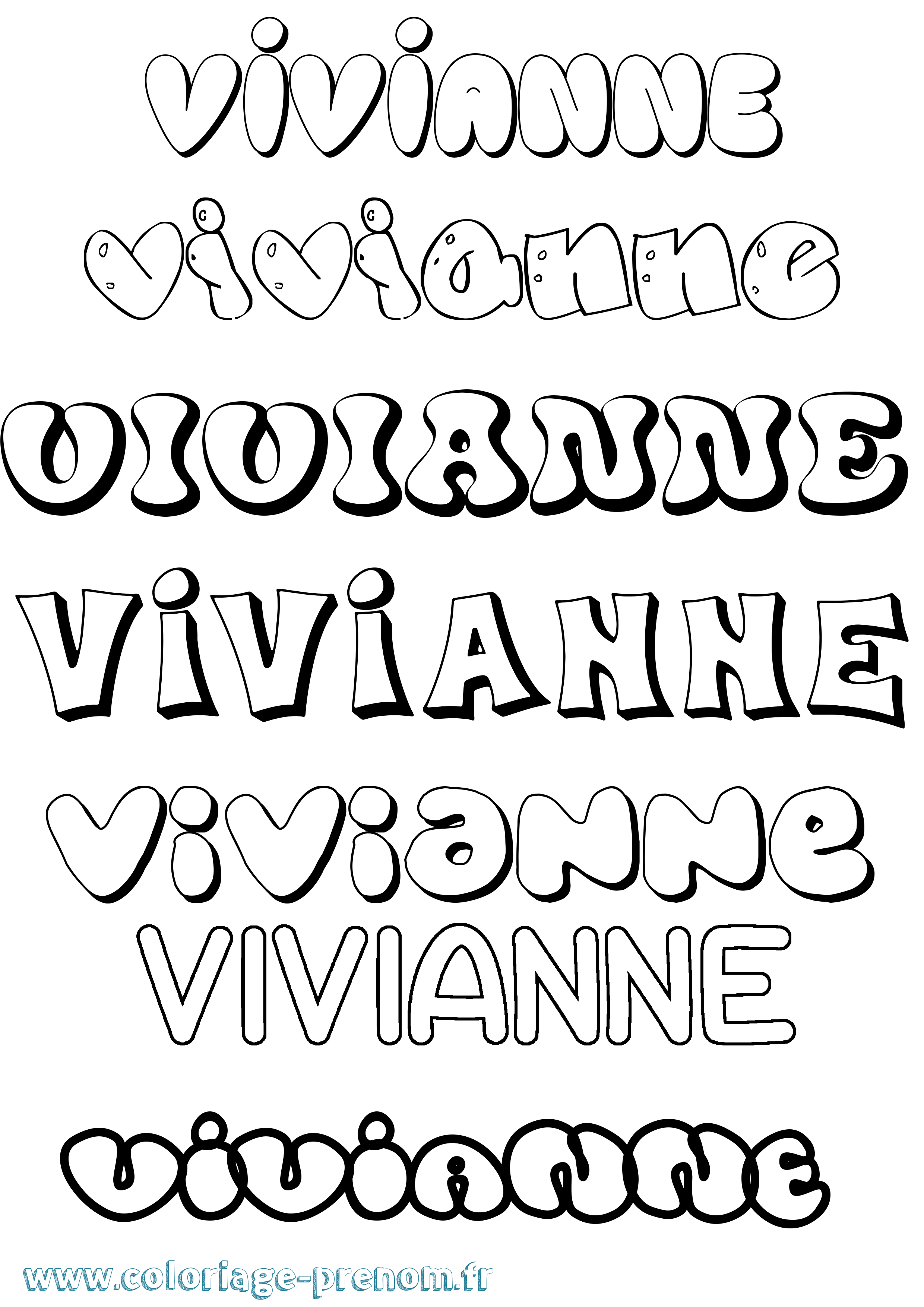 Coloriage prénom Vivianne Bubble