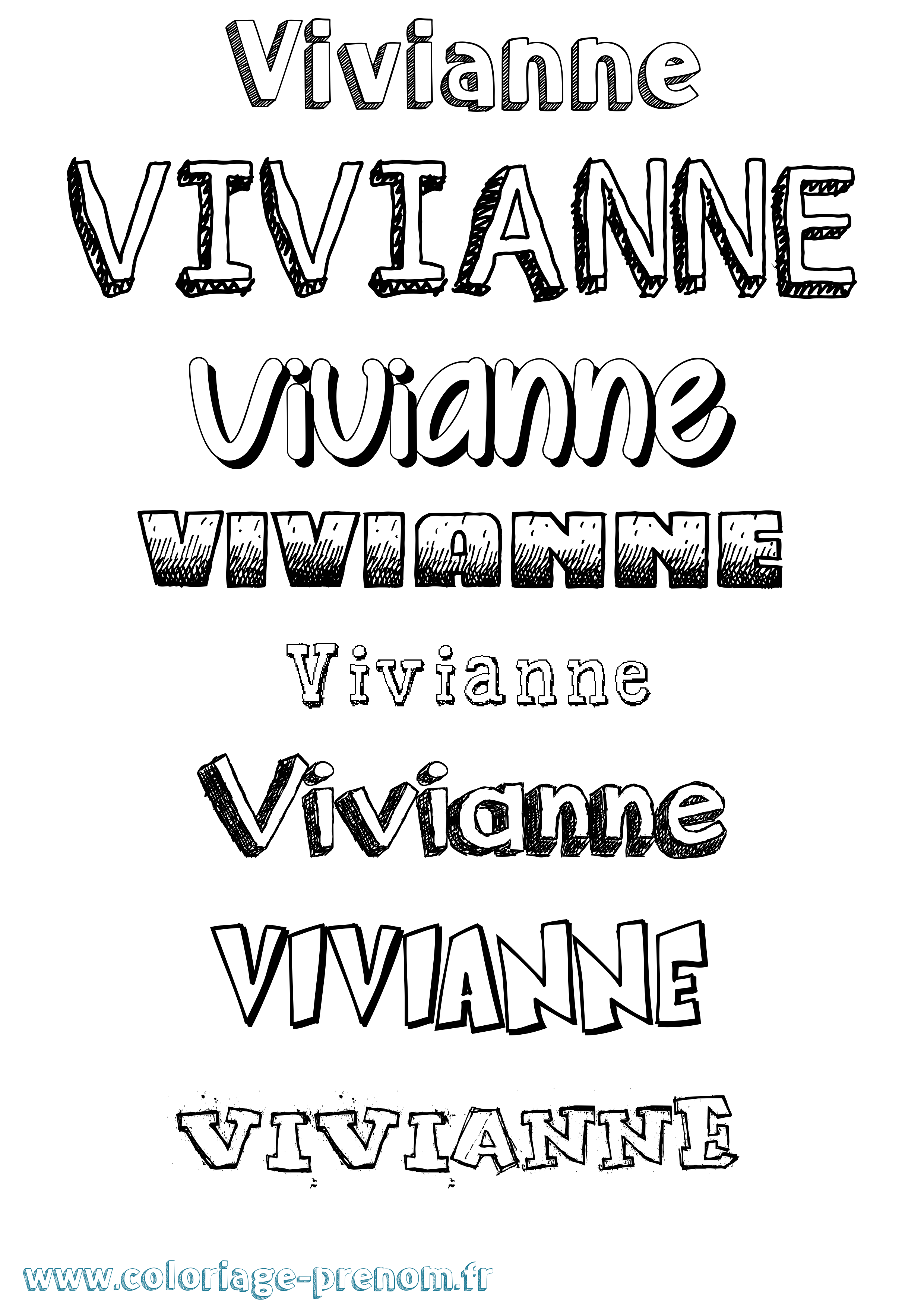 Coloriage prénom Vivianne Dessiné