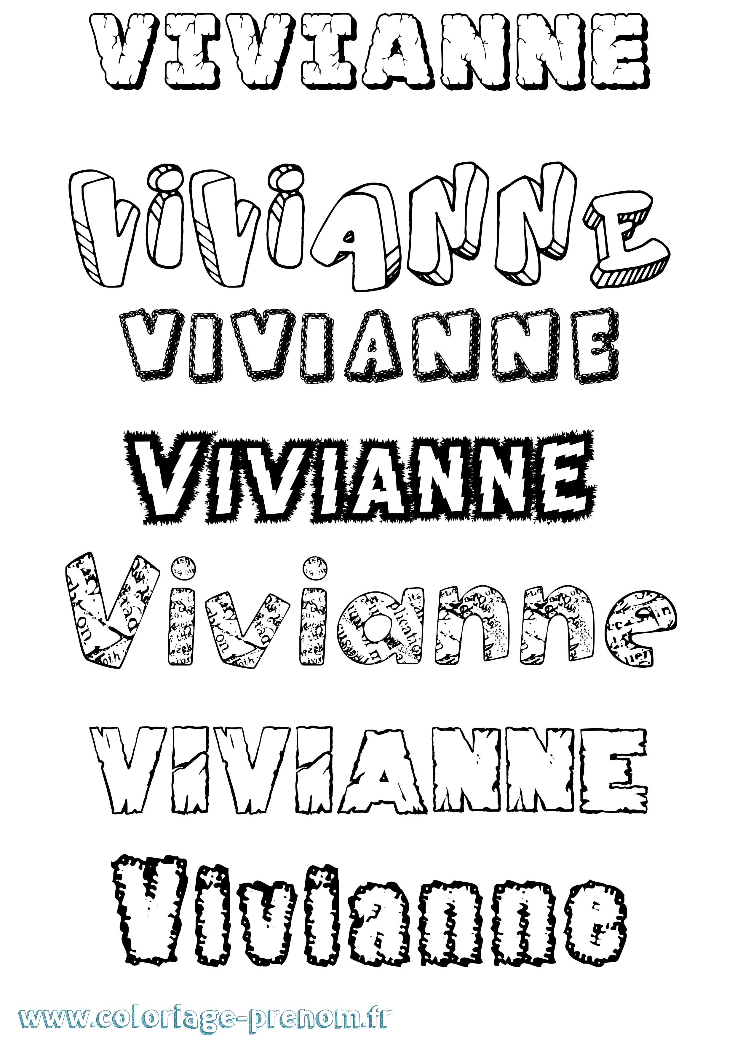 Coloriage prénom Vivianne Destructuré