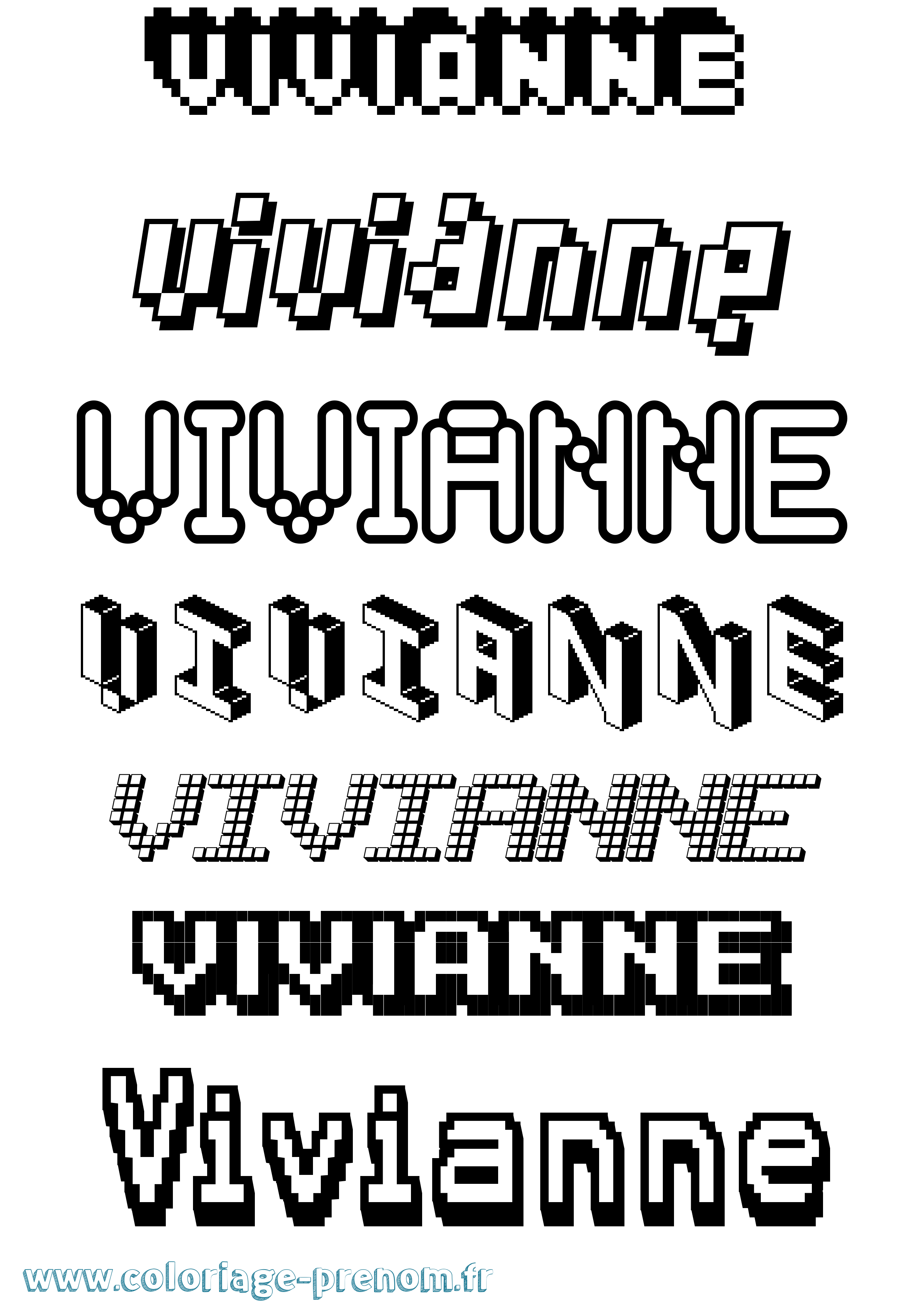 Coloriage prénom Vivianne Pixel