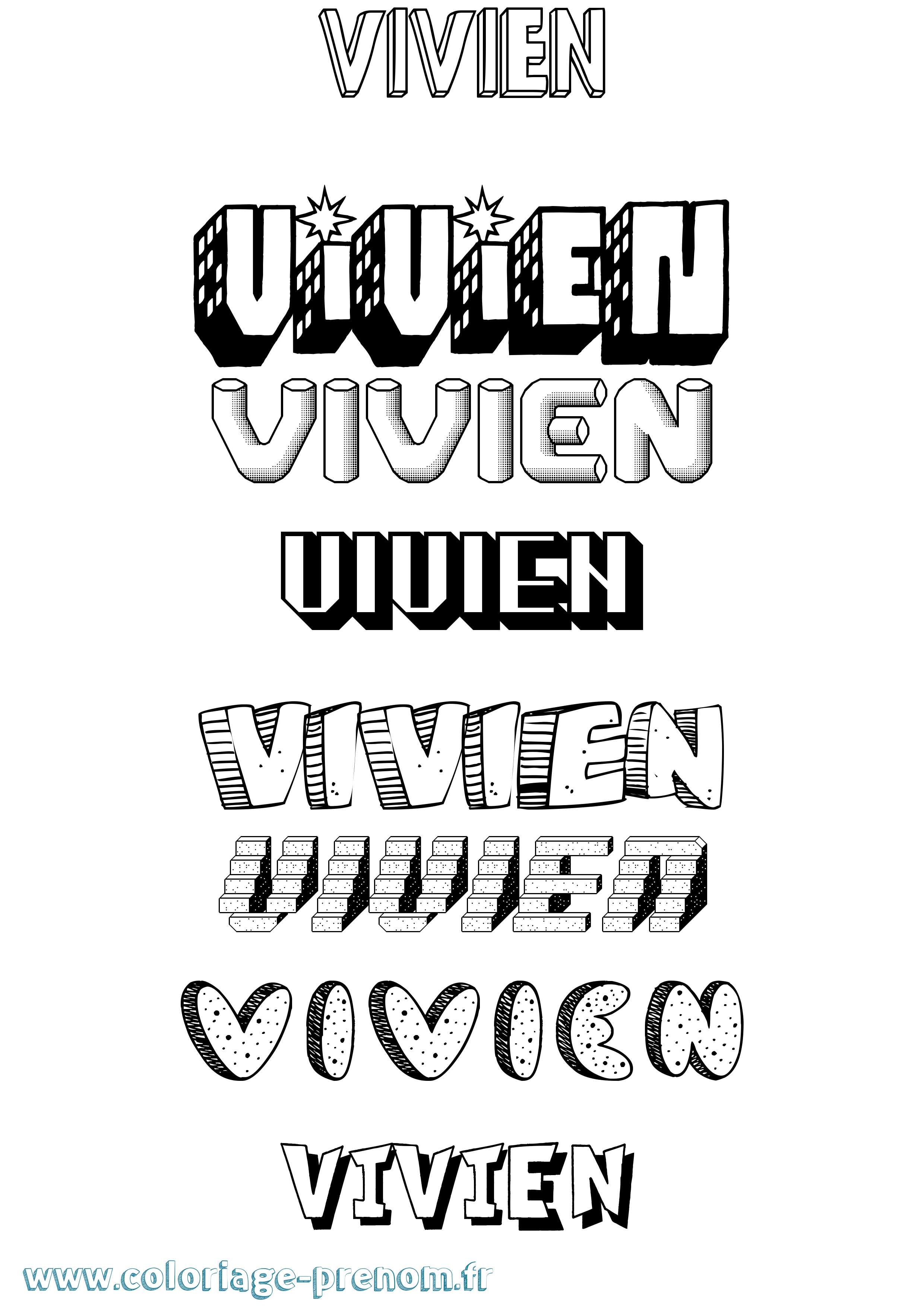 Coloriage Vivien Coloriage prénom Vivien