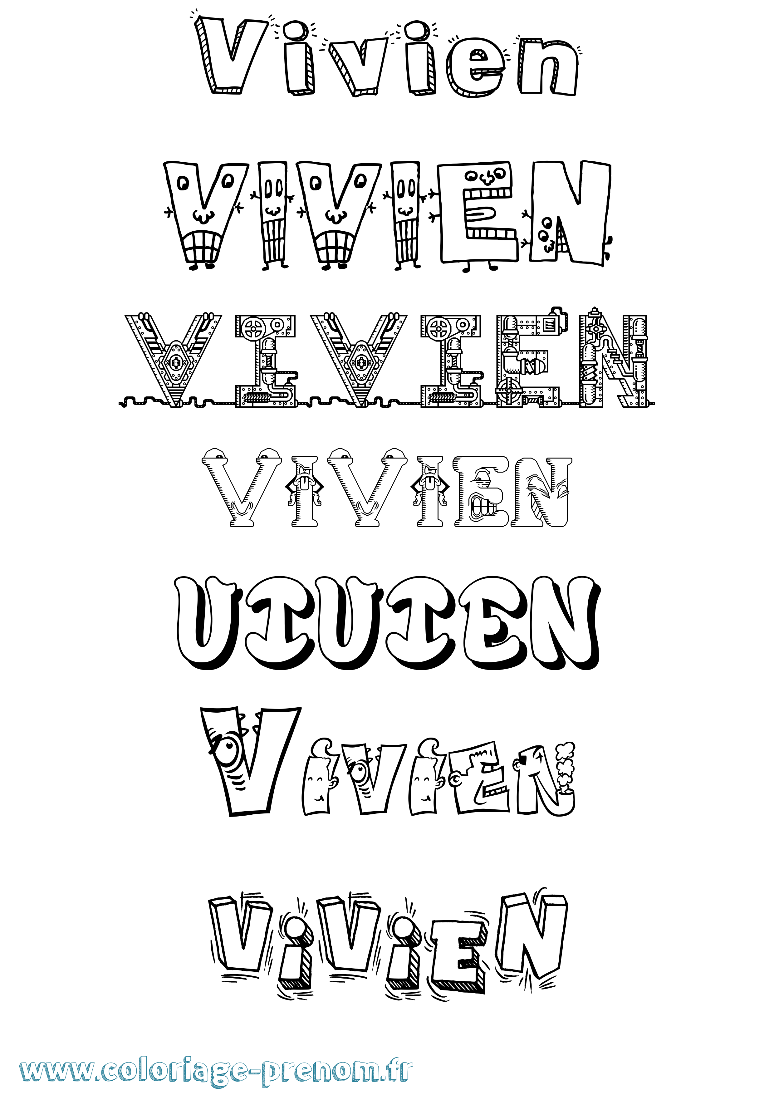 Coloriage Vivien Coloriage prénom Vivien