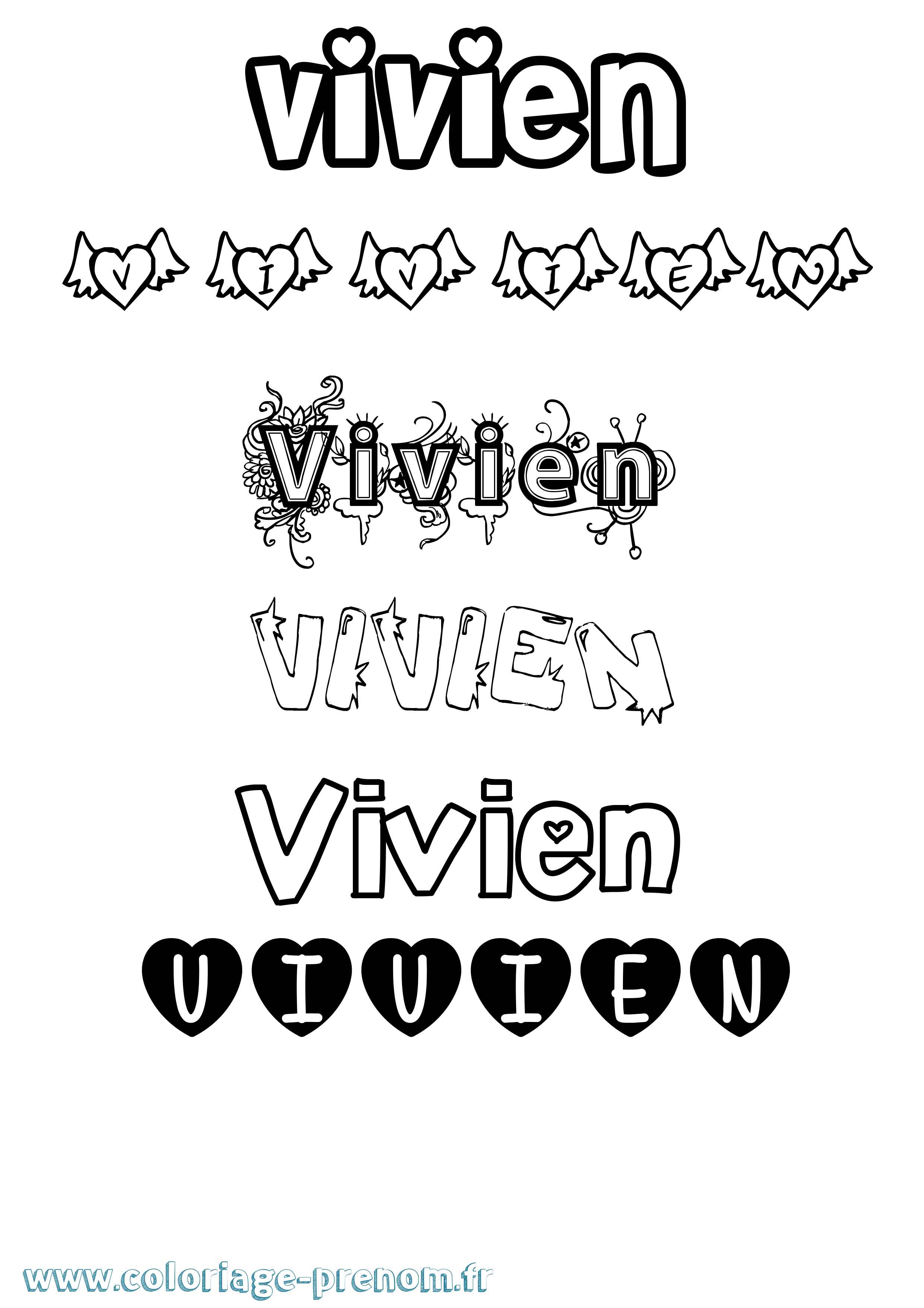 Coloriage Vivien Coloriage prénom Vivien