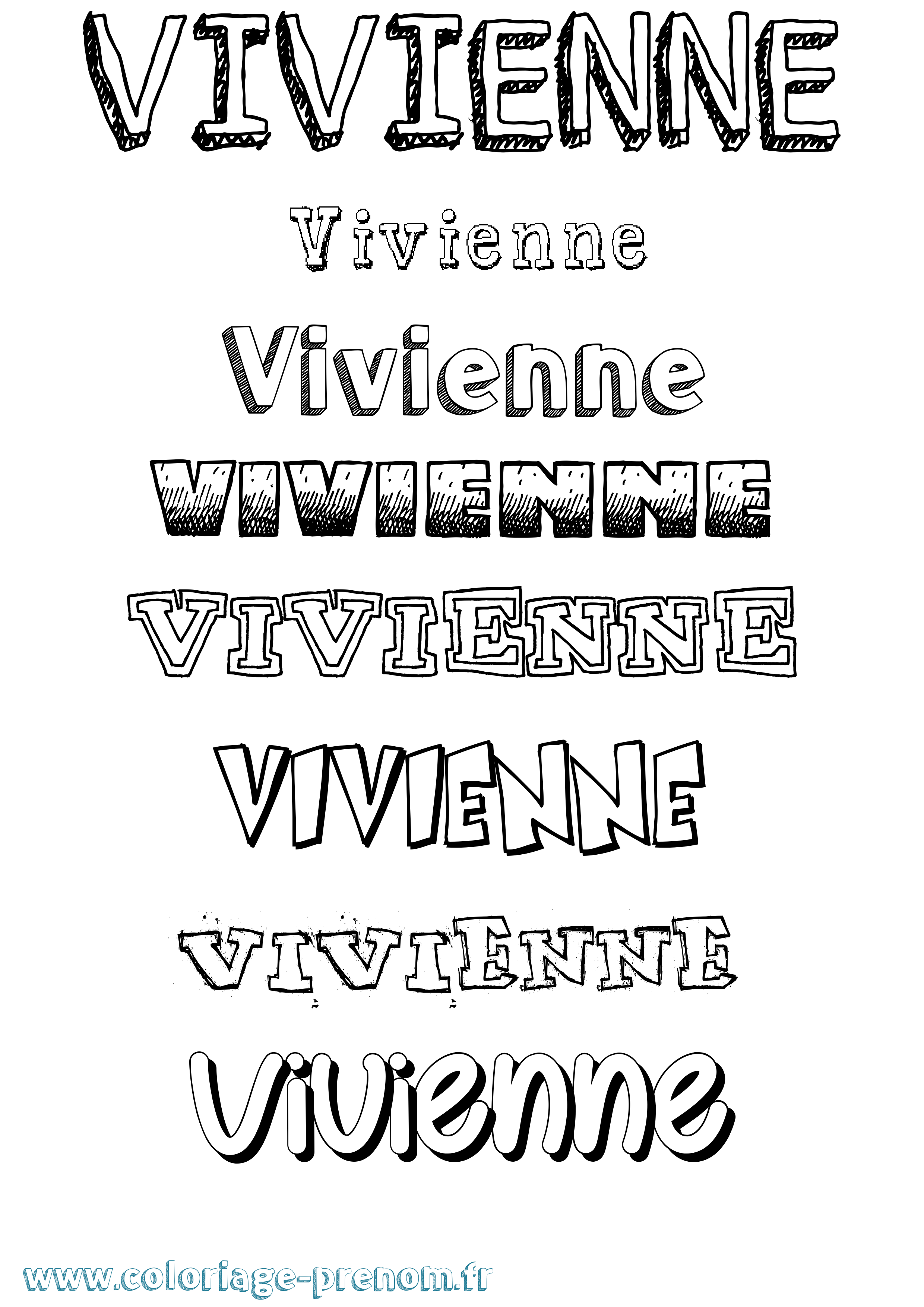 Coloriage prénom Vivienne Dessiné