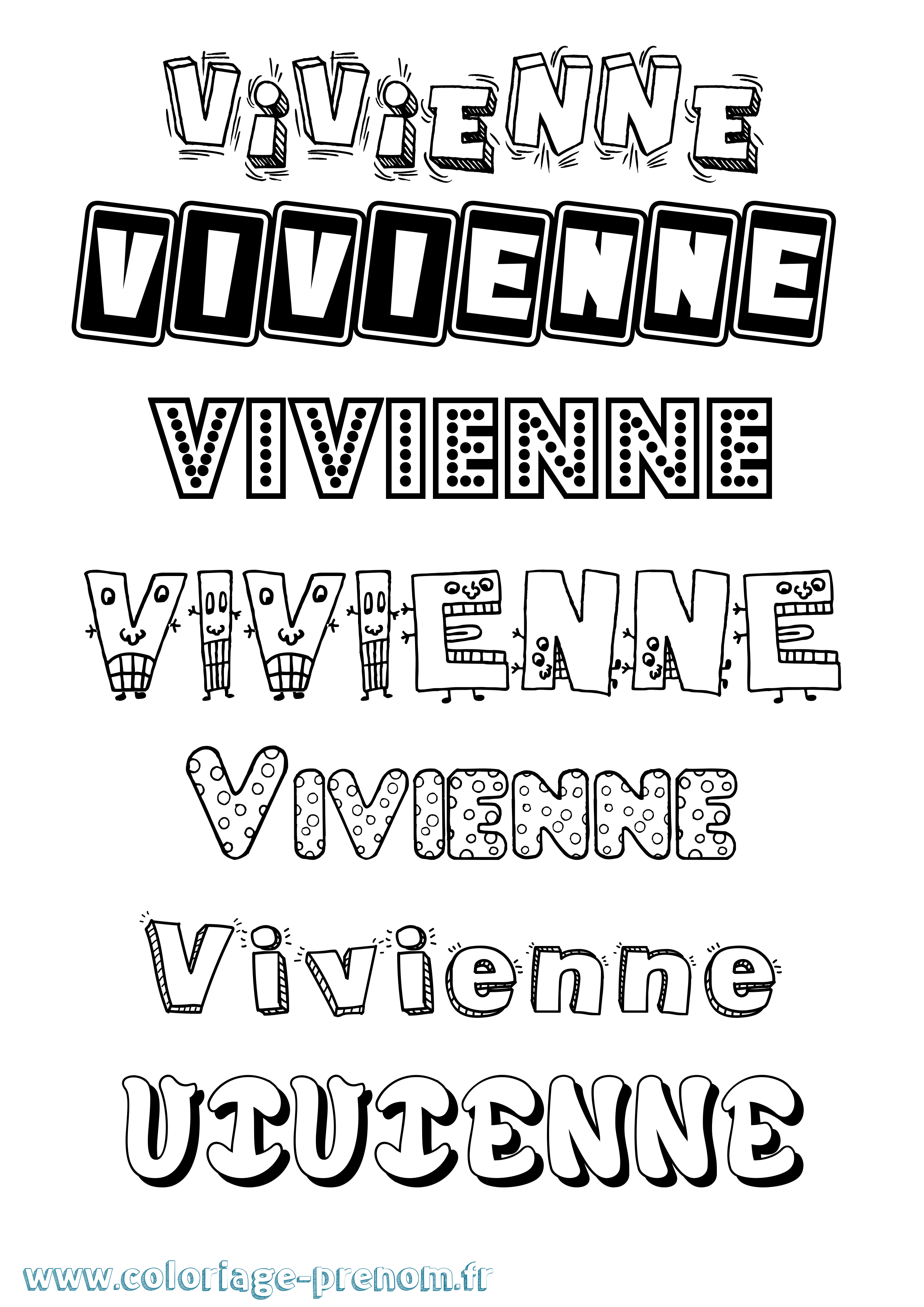 Coloriage prénom Vivienne Fun