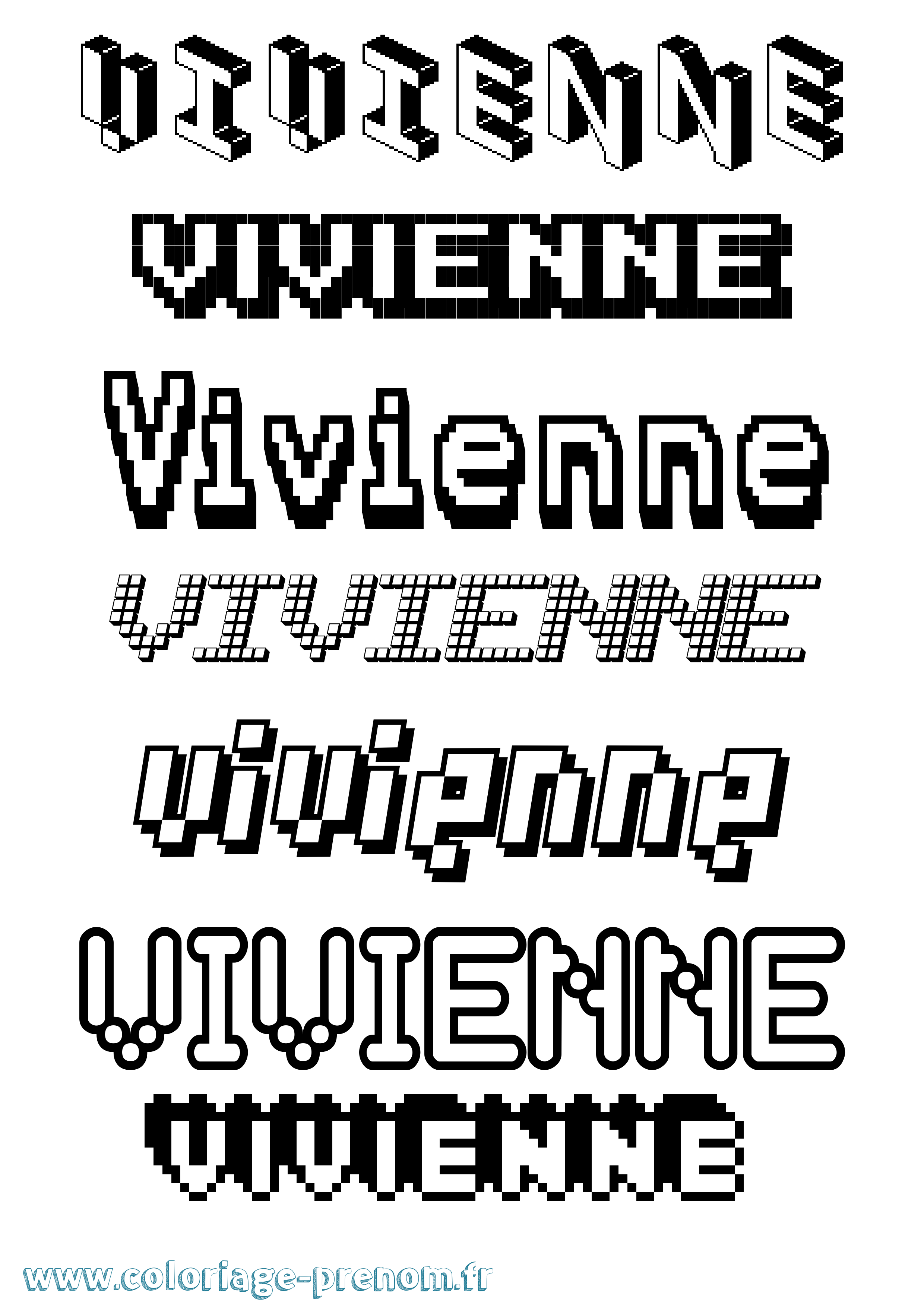 Coloriage prénom Vivienne Pixel