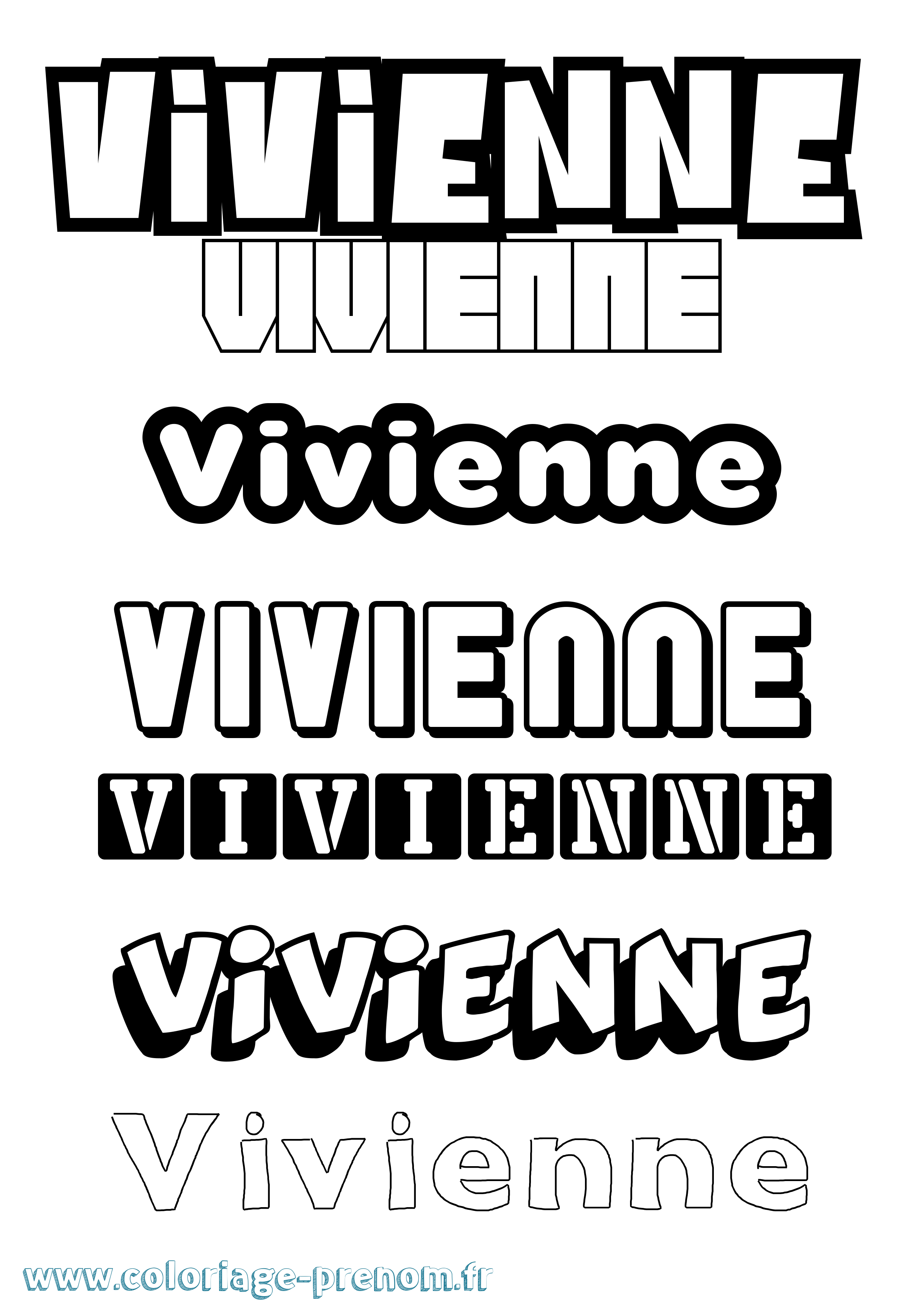Coloriage prénom Vivienne Simple