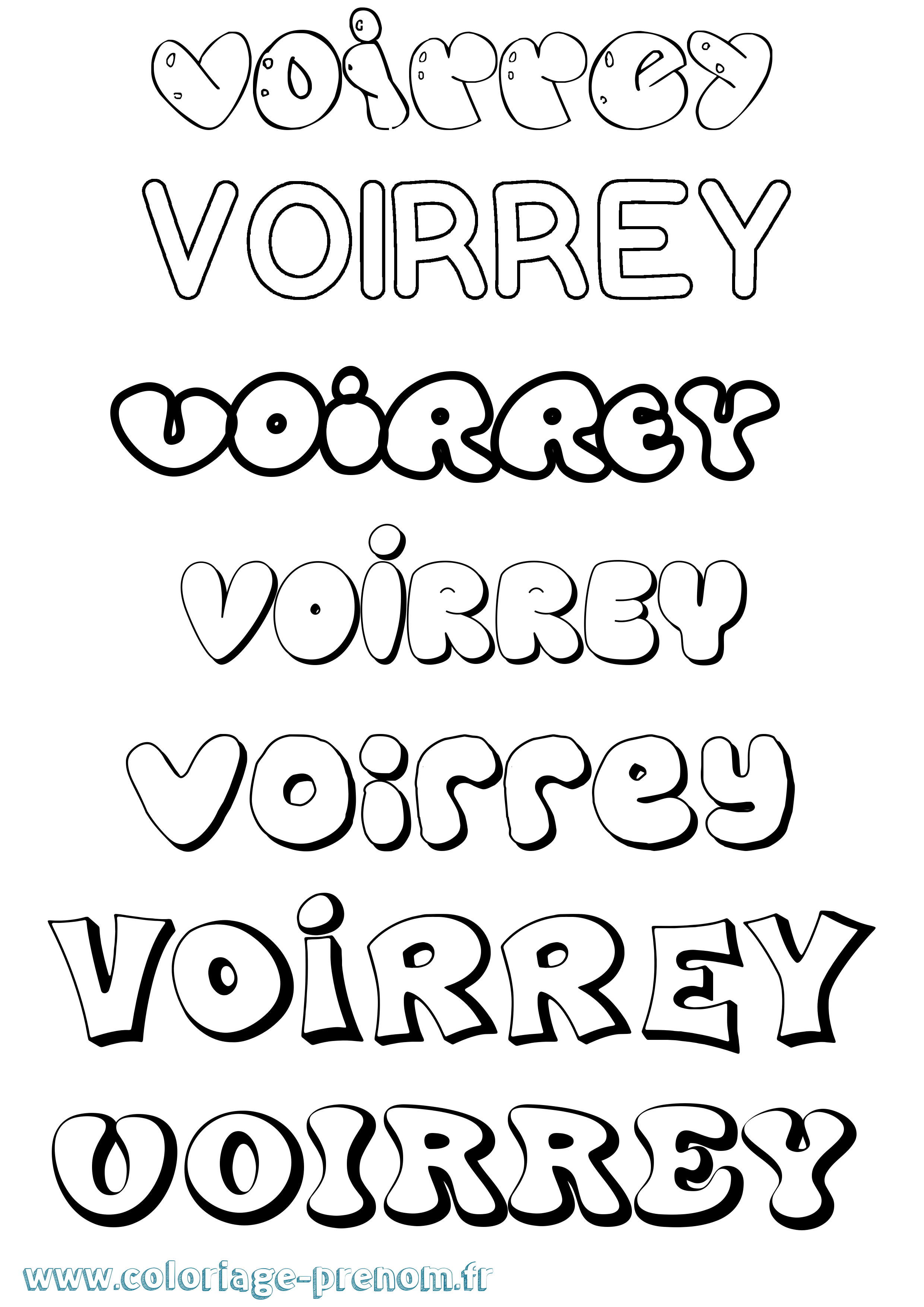Coloriage prénom Voirrey Bubble