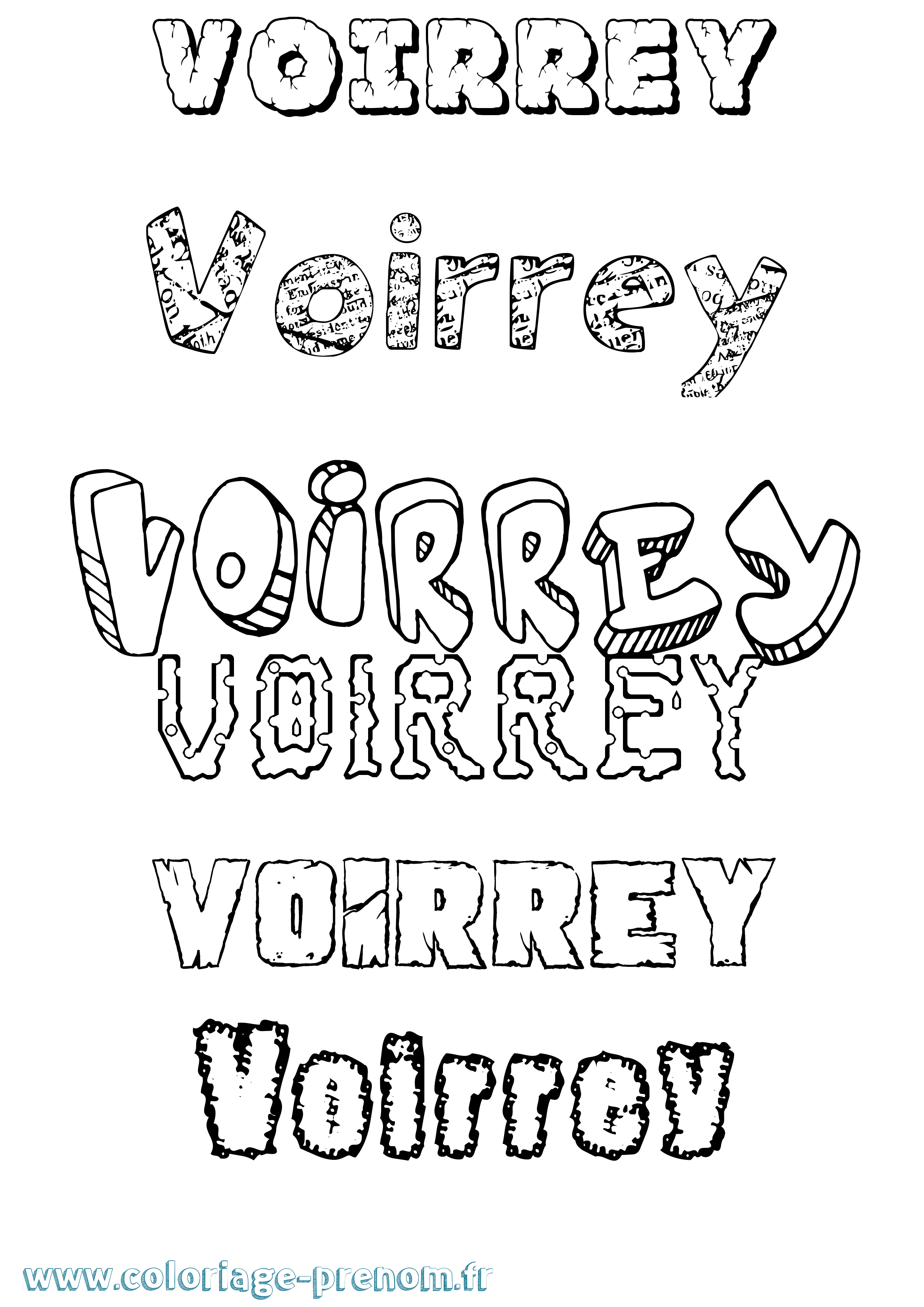 Coloriage Voirrey Destructuré Coloriage prénom Voirrey Destructuré