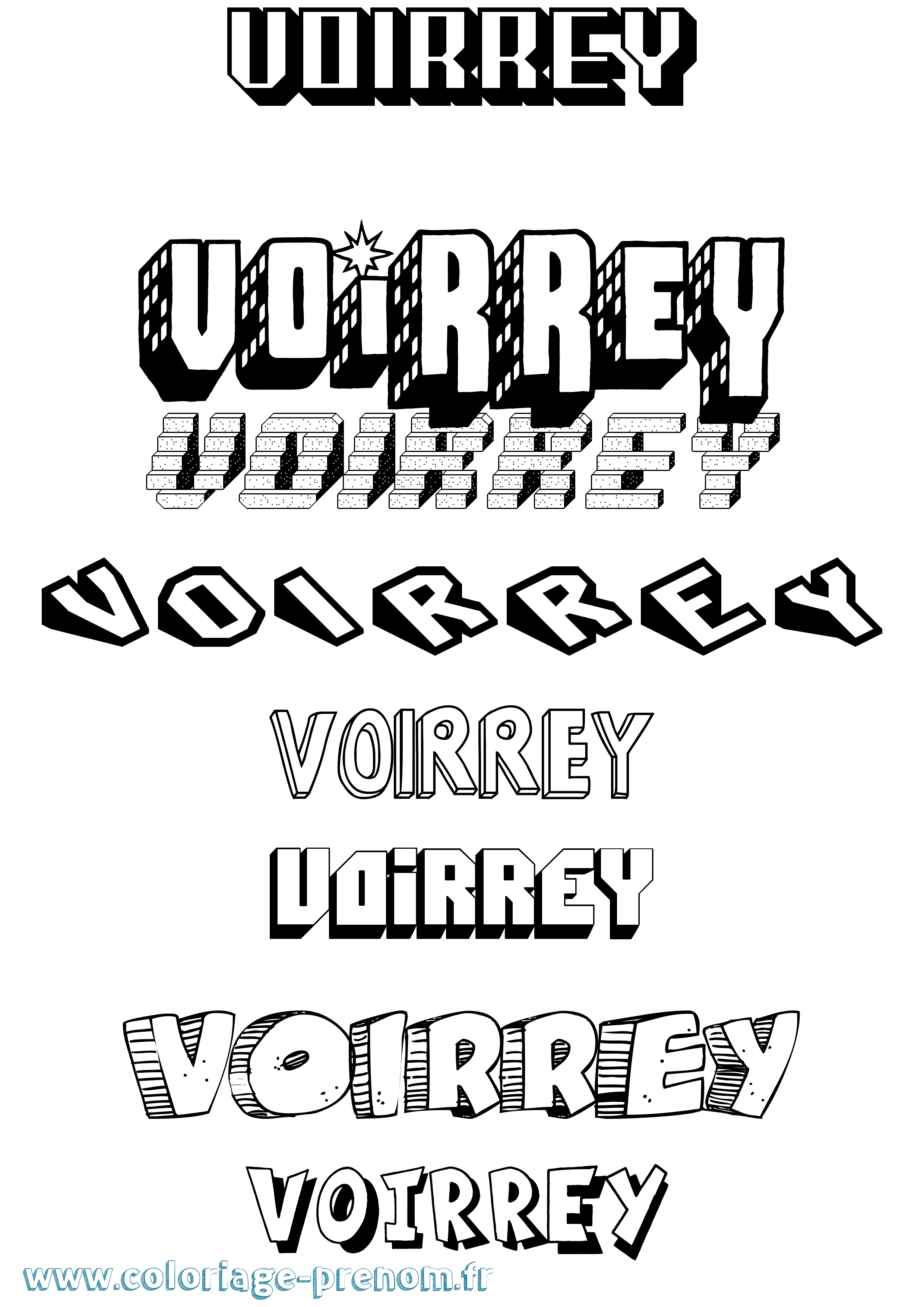 Coloriage Voirrey Effet 3D Coloriage prénom Voirrey Effet 3D