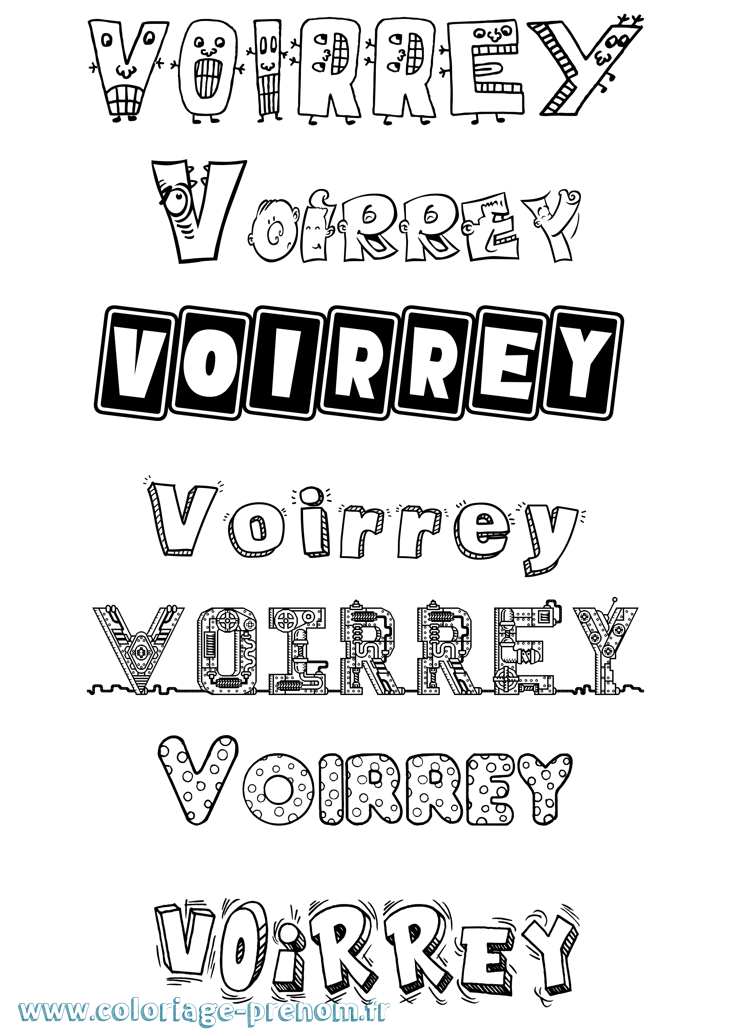 Coloriage prénom Voirrey Fun