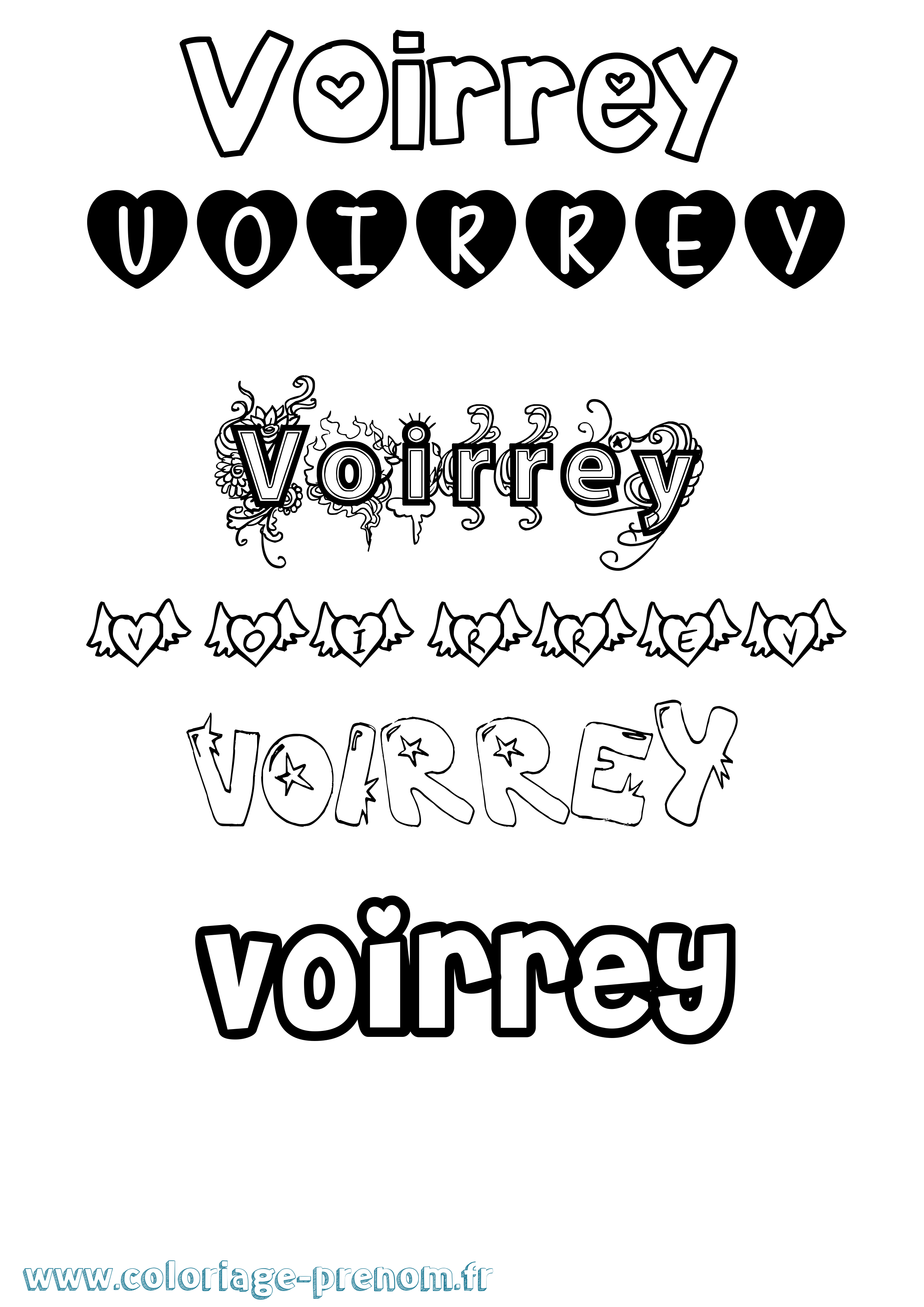 Coloriage Voirrey Girly Coloriage prénom Voirrey Girly