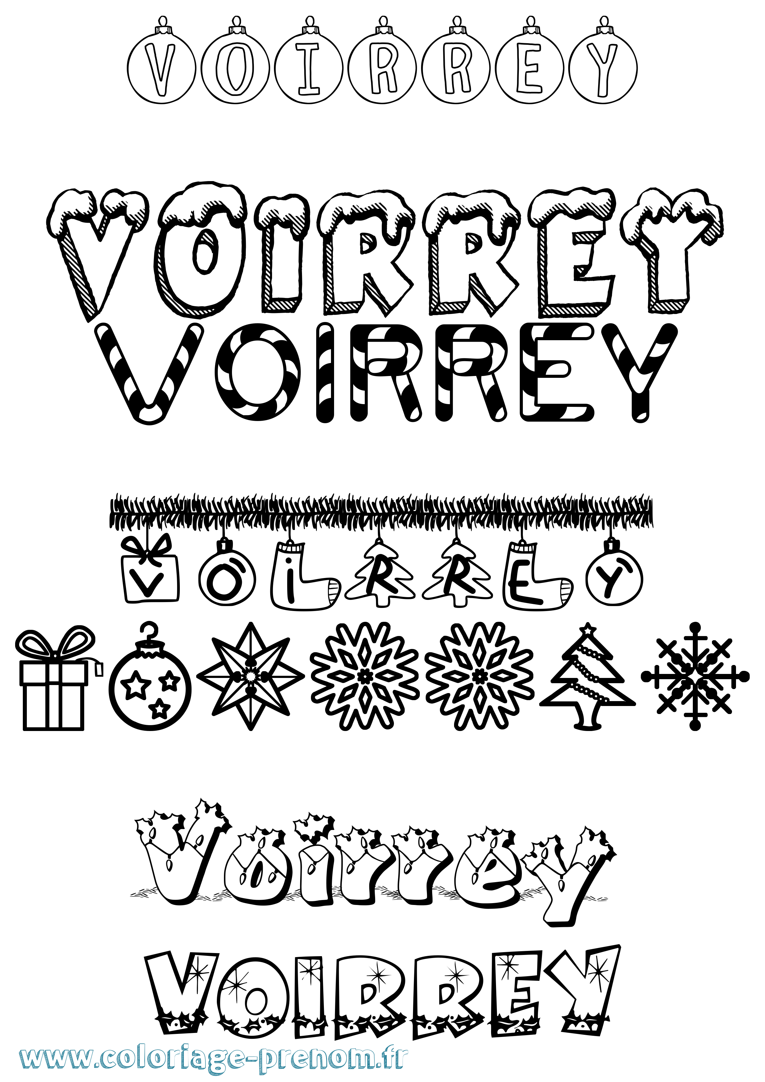 Coloriage prénom Voirrey Noël