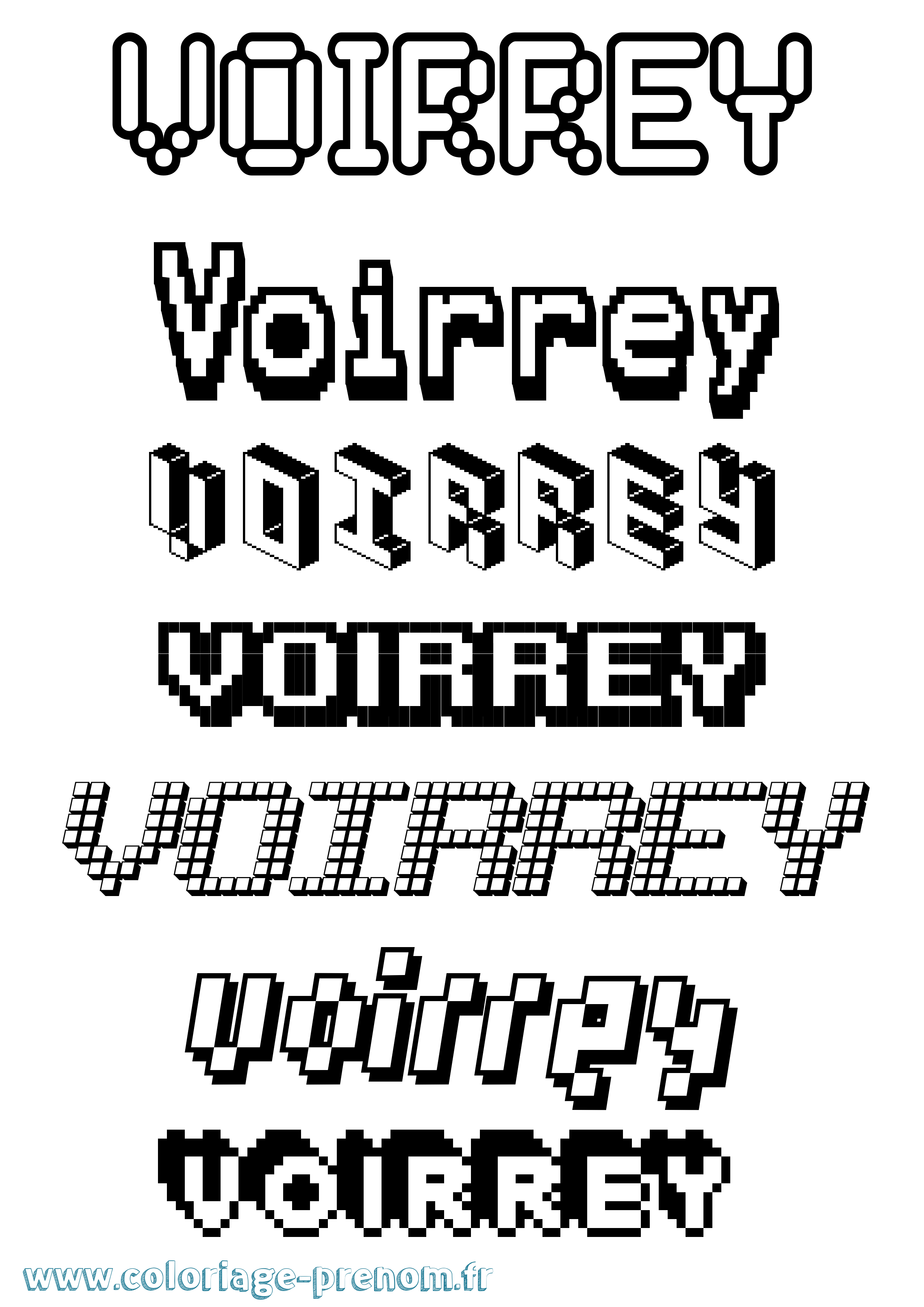 Coloriage prénom Voirrey Pixel