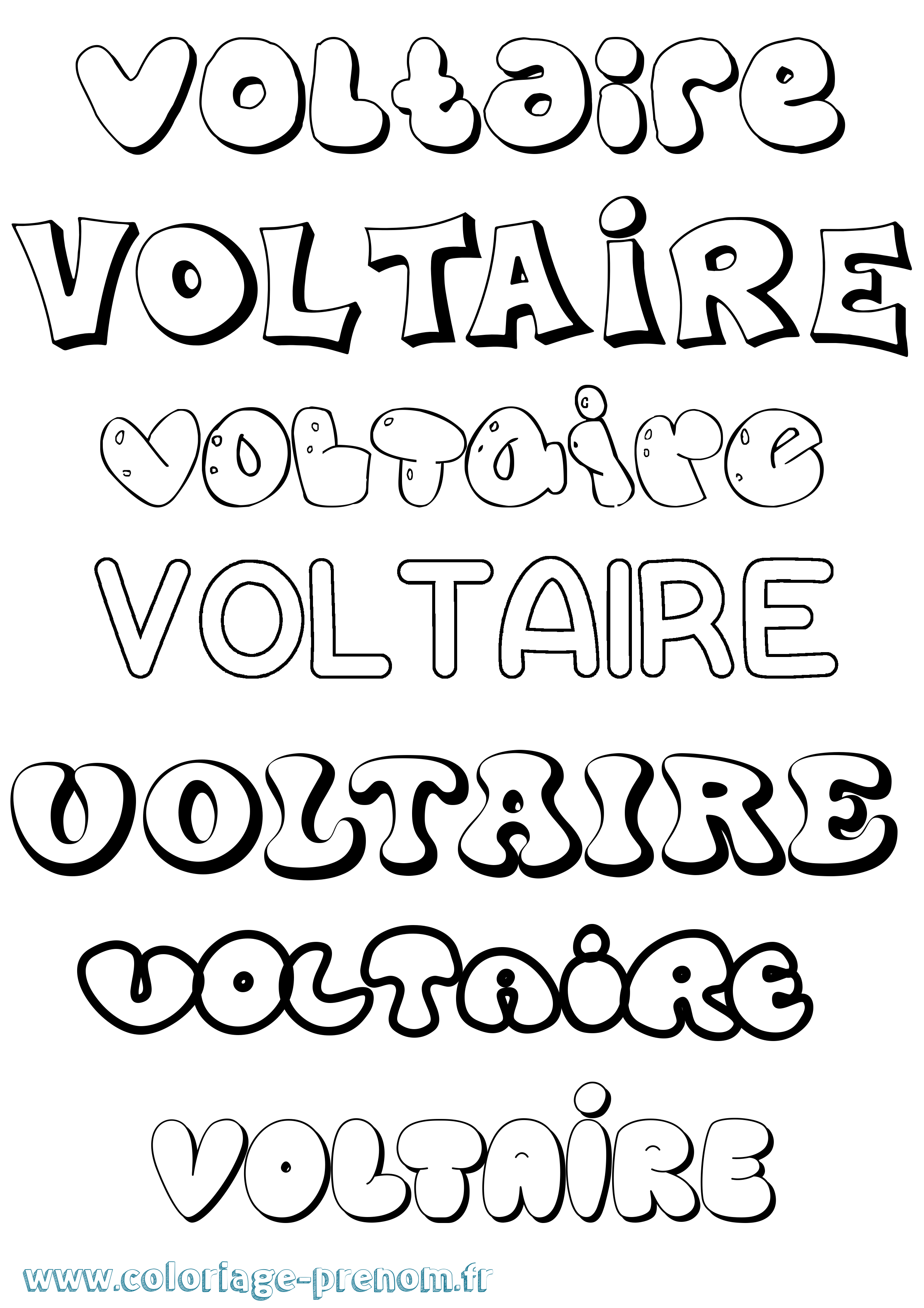 Coloriage prénom Voltaire Bubble
