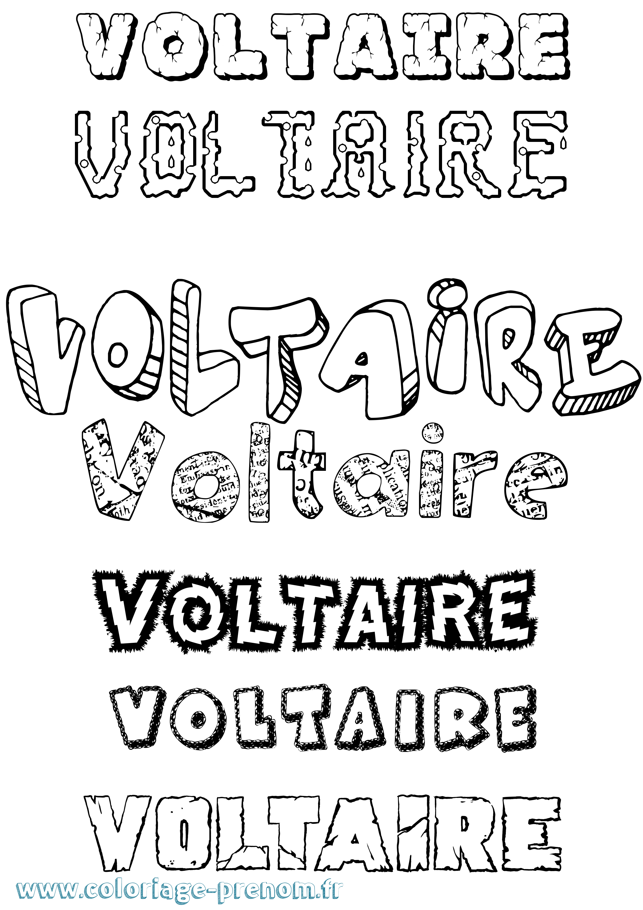 Coloriage prénom Voltaire Destructuré