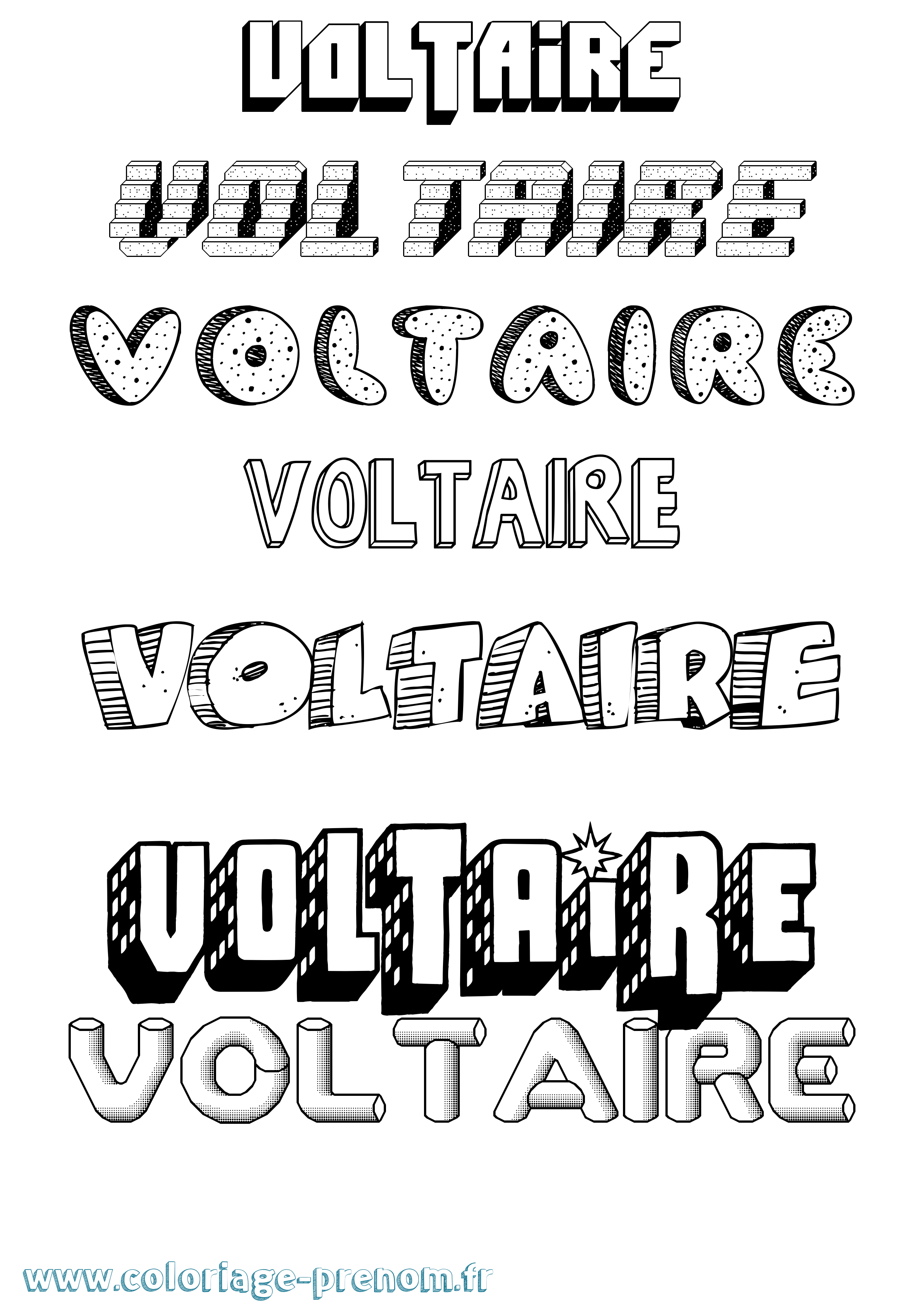 Coloriage prénom Voltaire Effet 3D