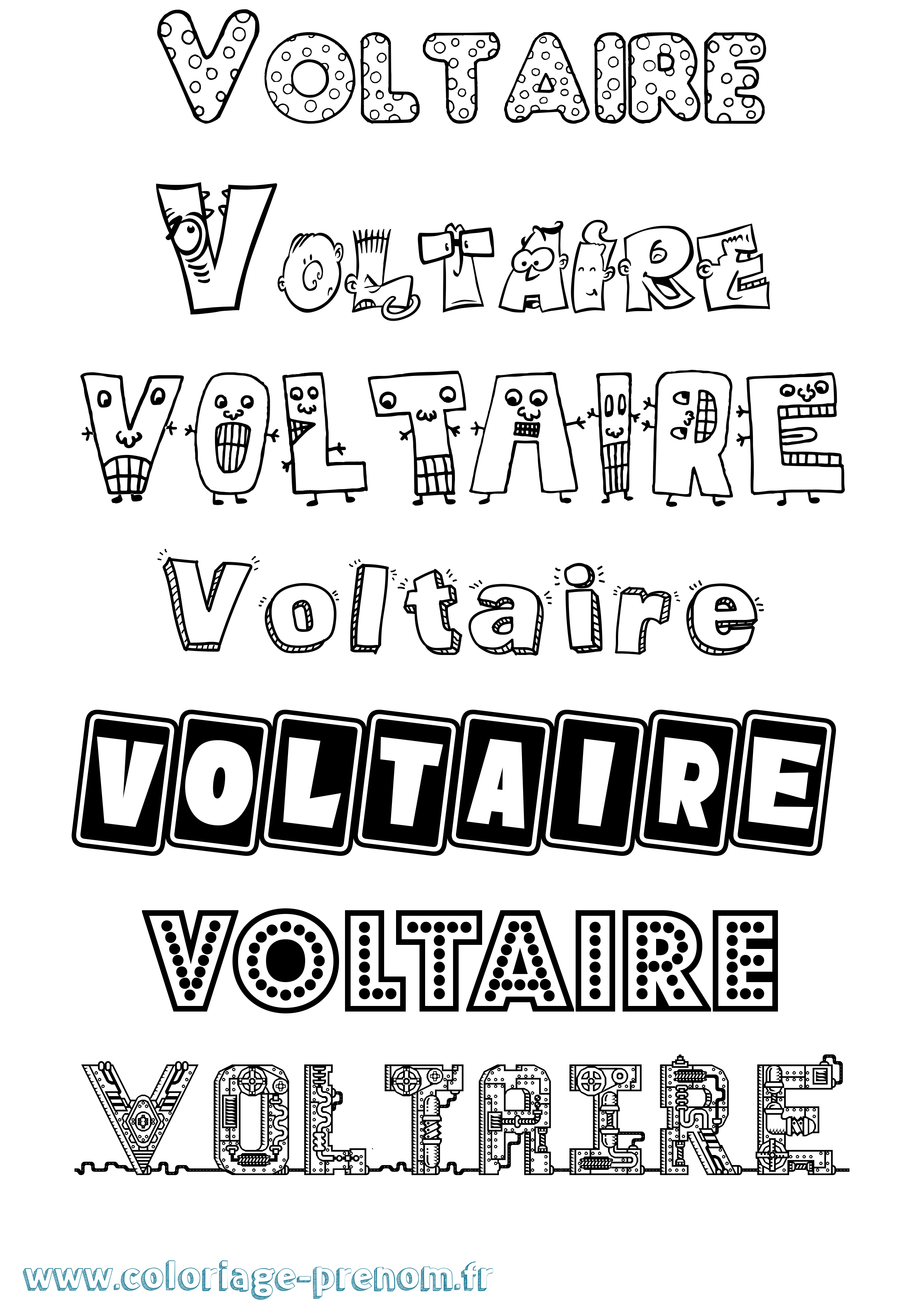 Coloriage Voltaire Coloriage prénom Voltaire