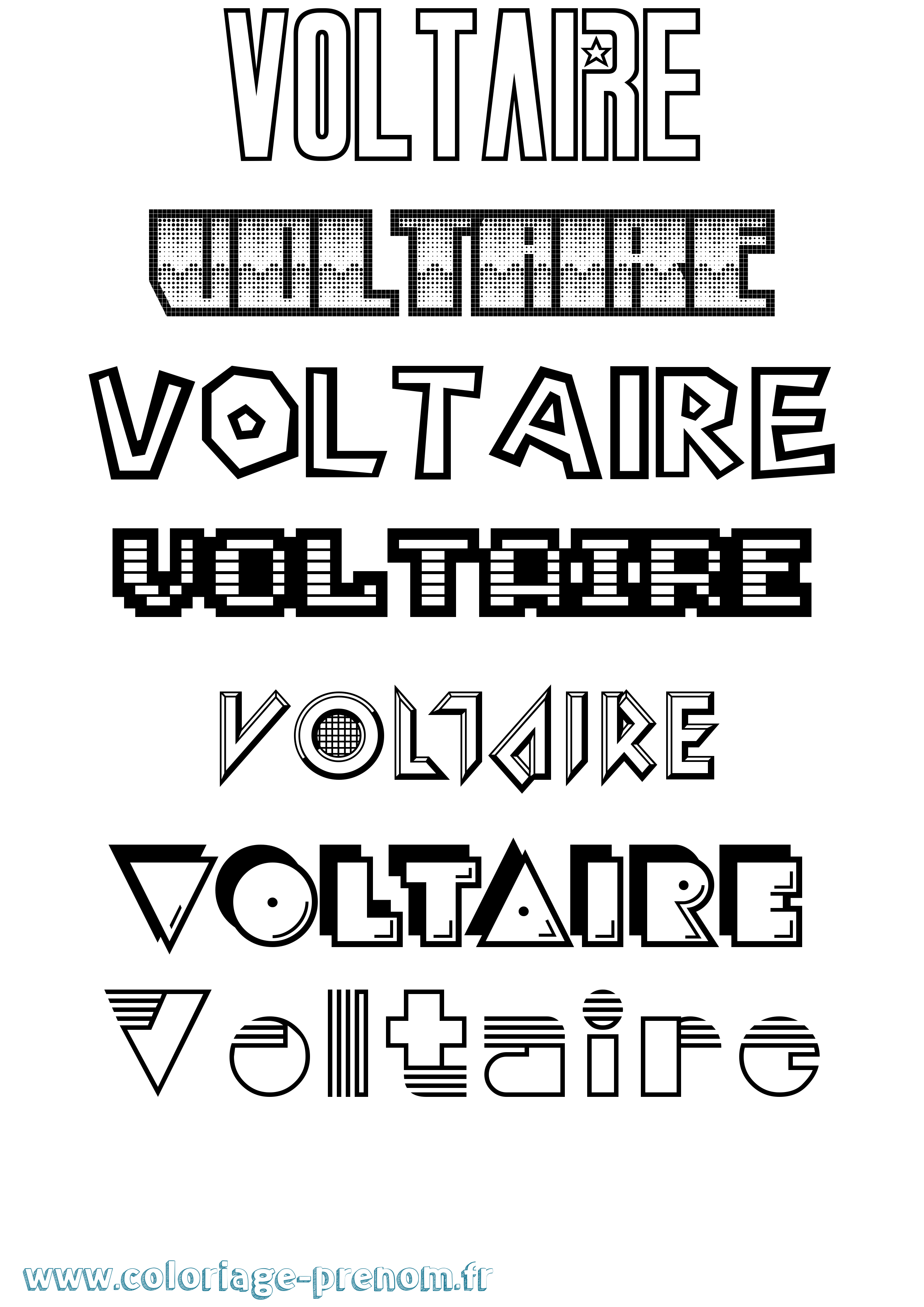 Coloriage Voltaire Coloriage prénom Voltaire