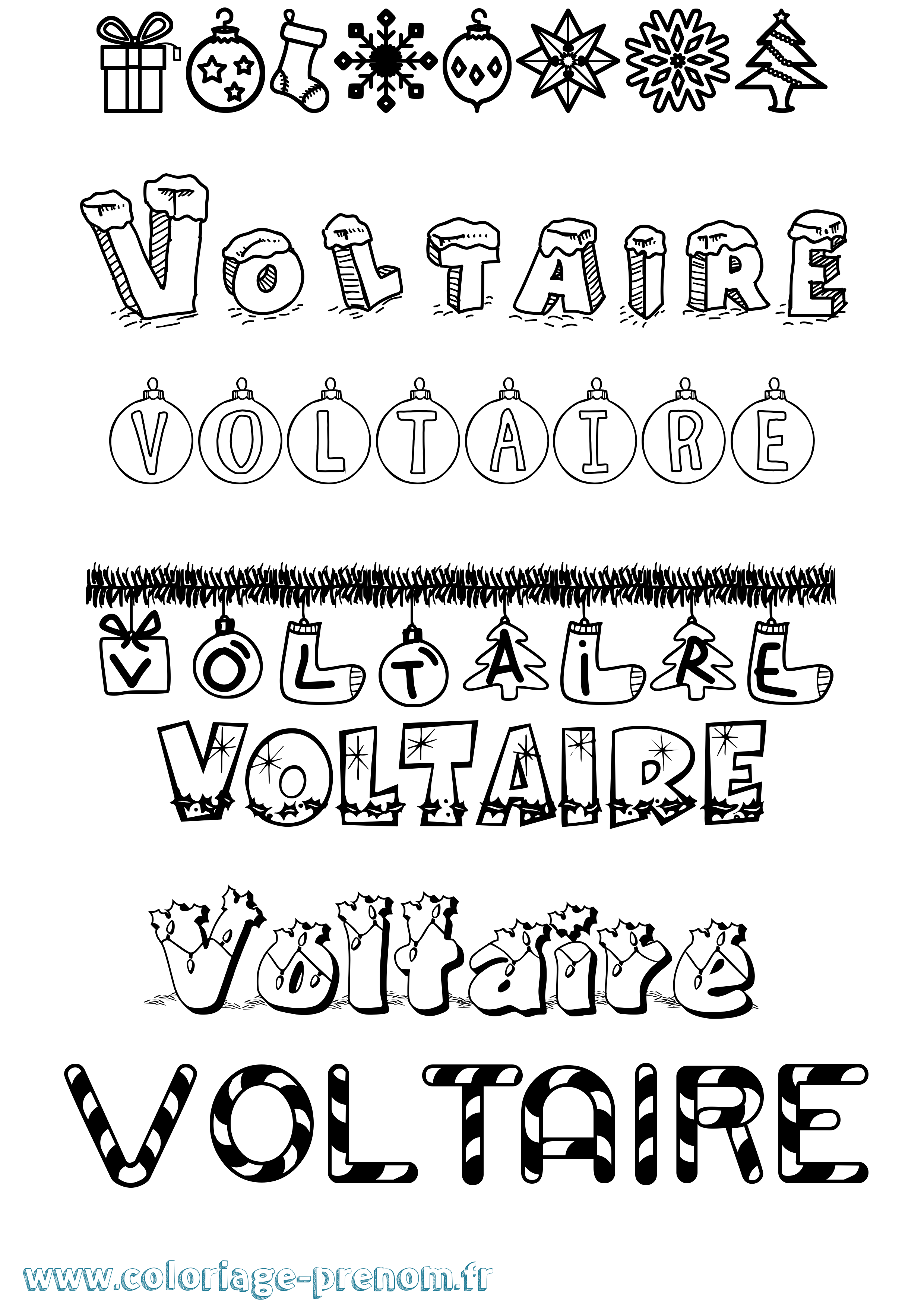 Coloriage prénom Voltaire Noël