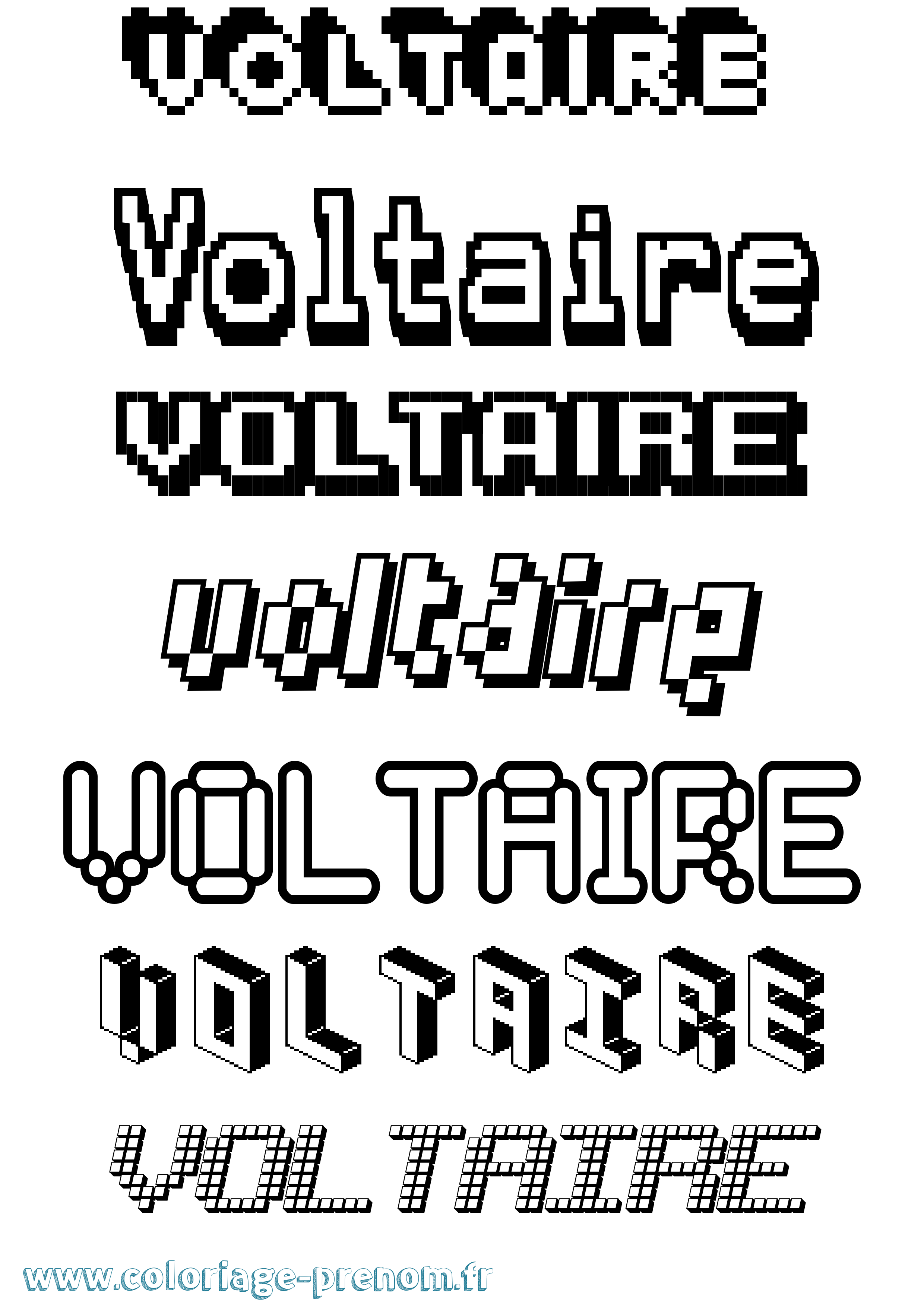 Coloriage prénom Voltaire Pixel