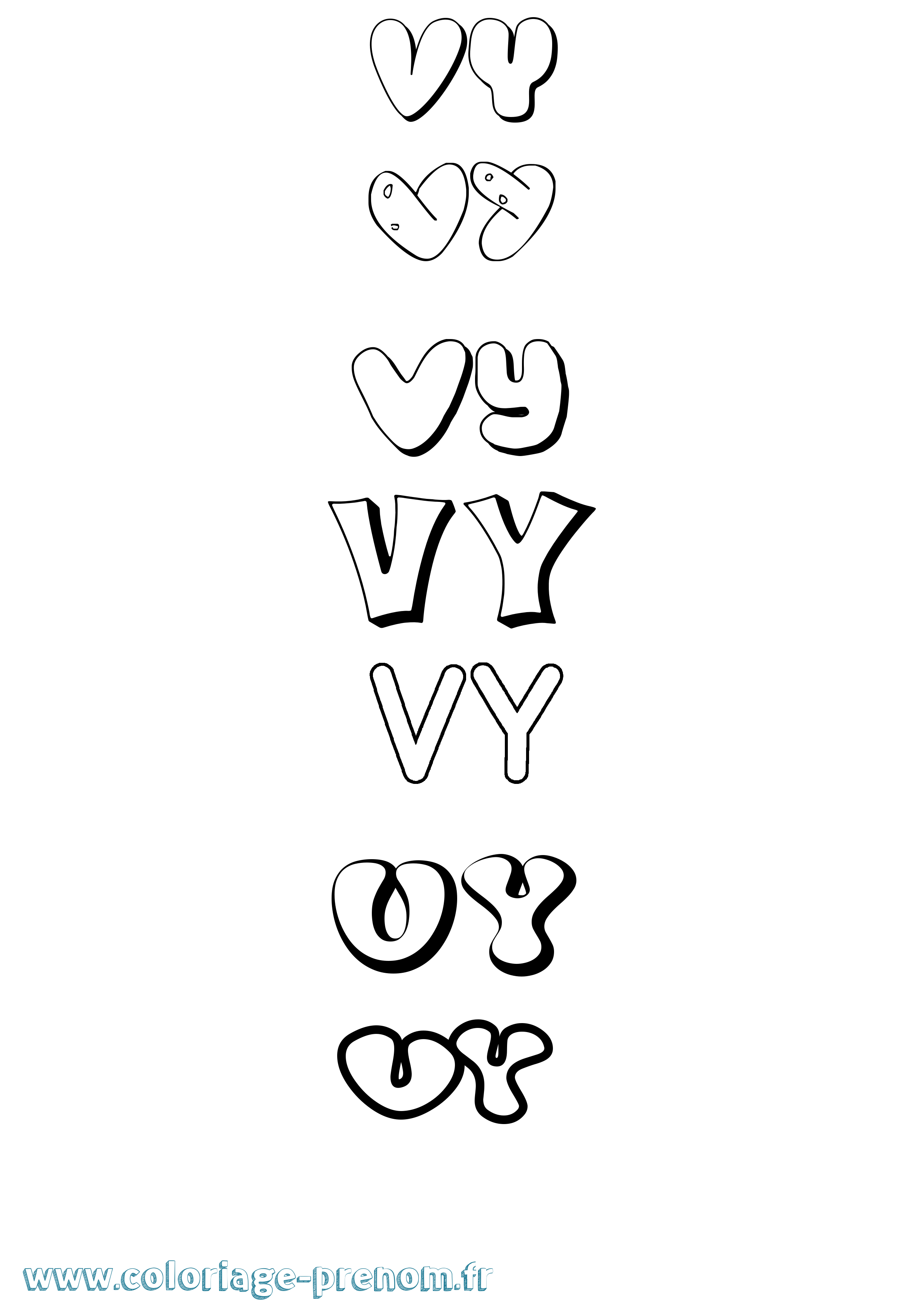 Coloriage Vy Bubble Coloriage prénom Vy Bubble