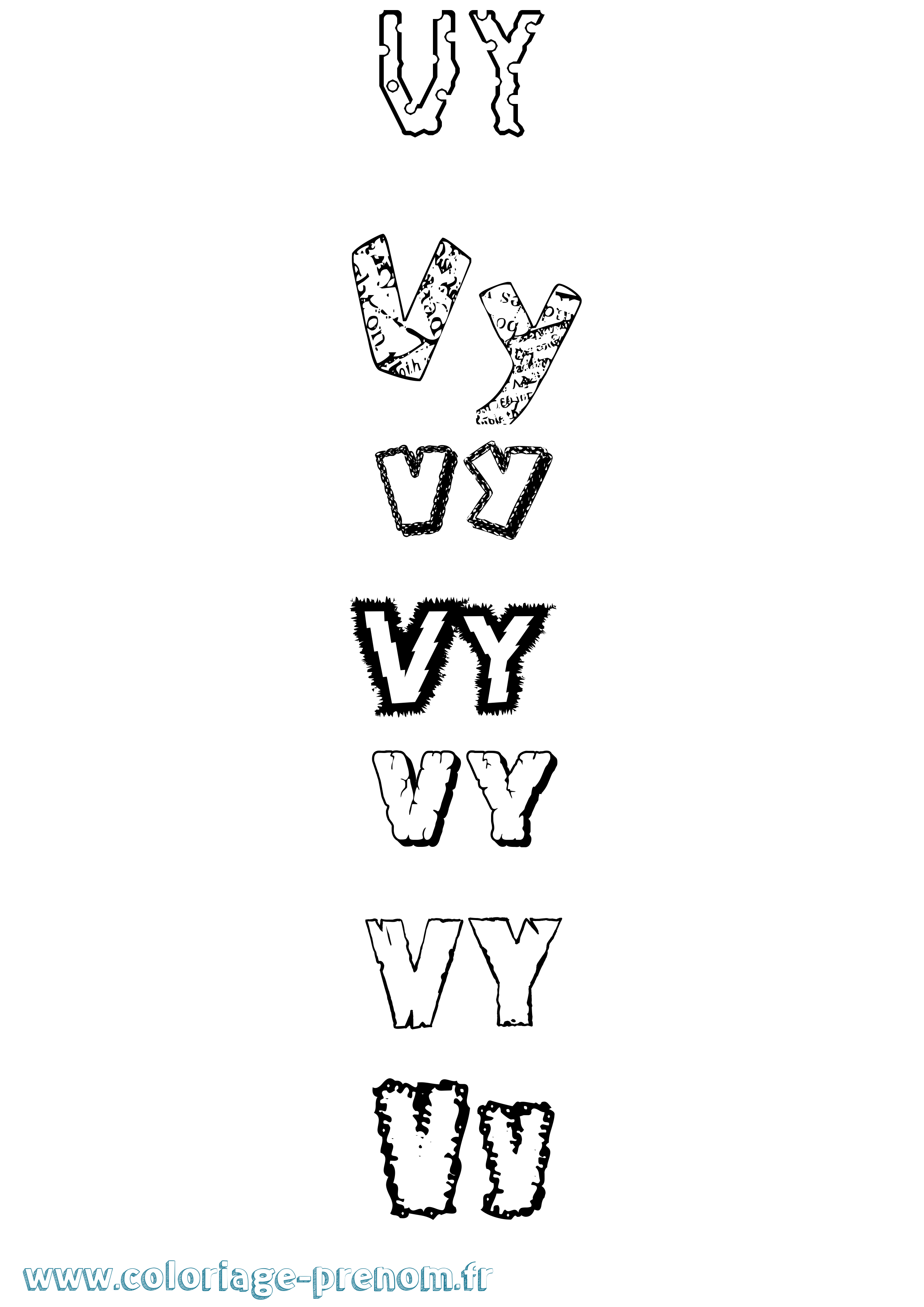 Coloriage Vy Destructuré Coloriage prénom Vy Destructuré