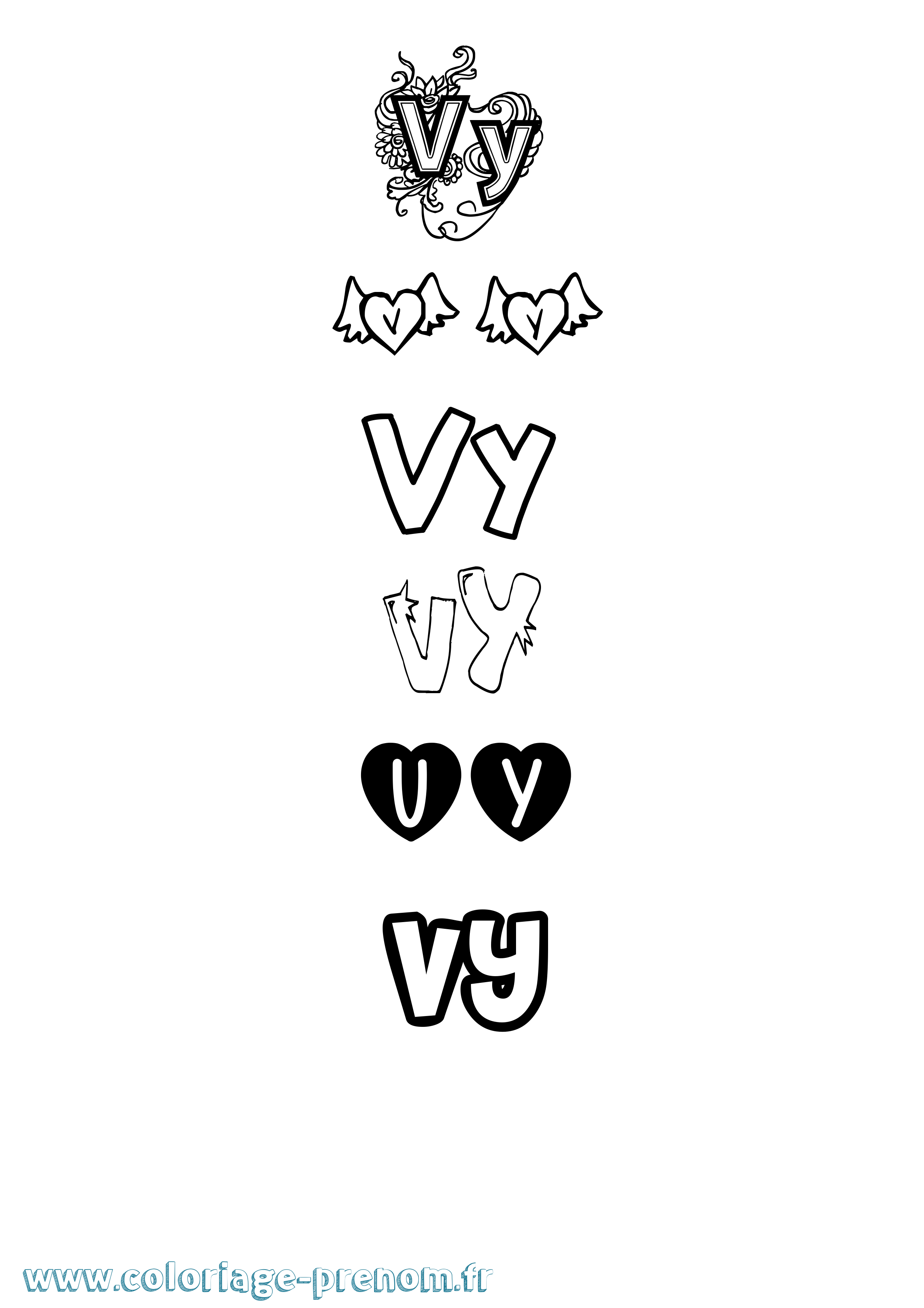 Coloriage Vy Girly Coloriage prénom Vy Girly