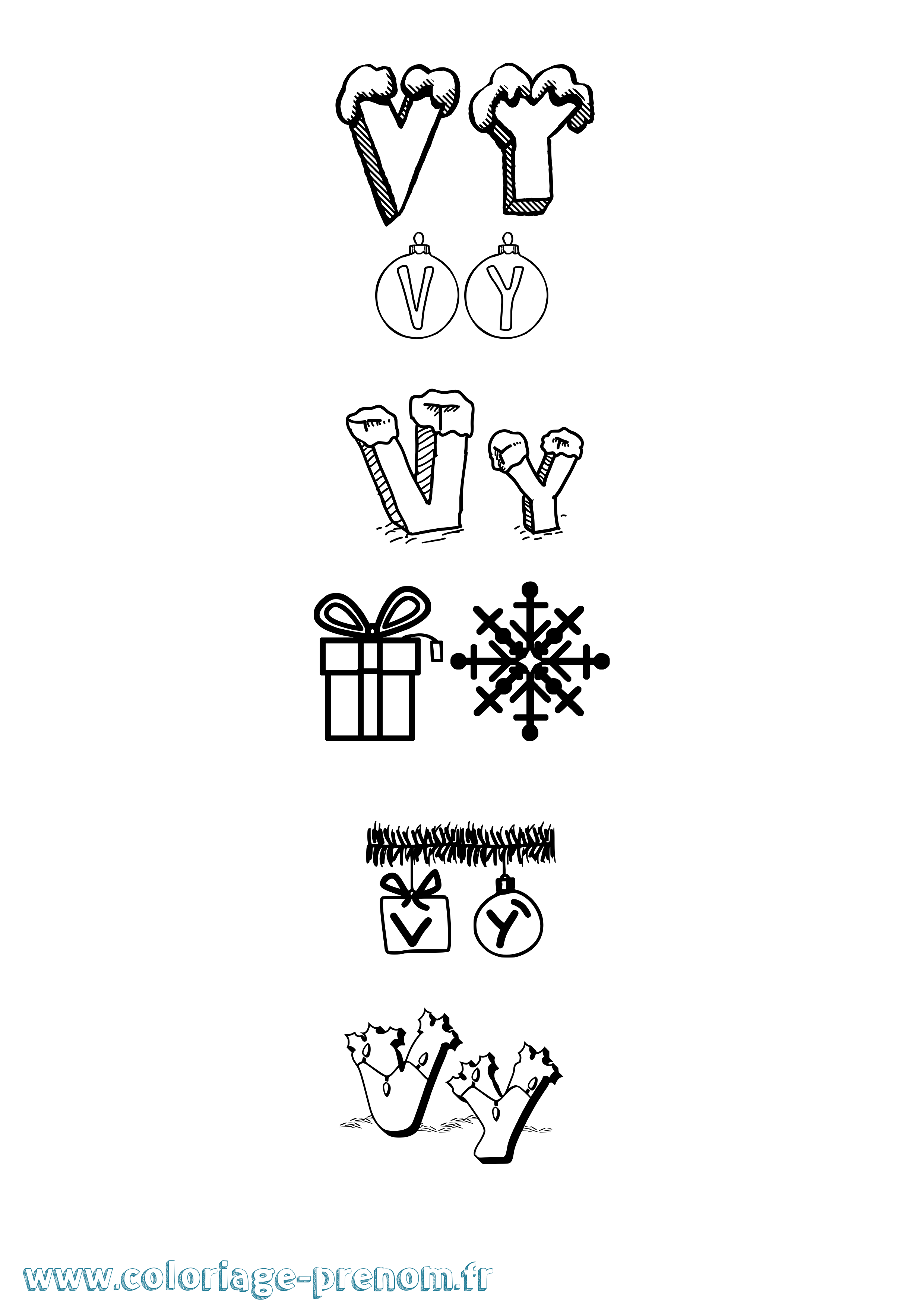 Coloriage Vy Noël Coloriage prénom Vy Noël