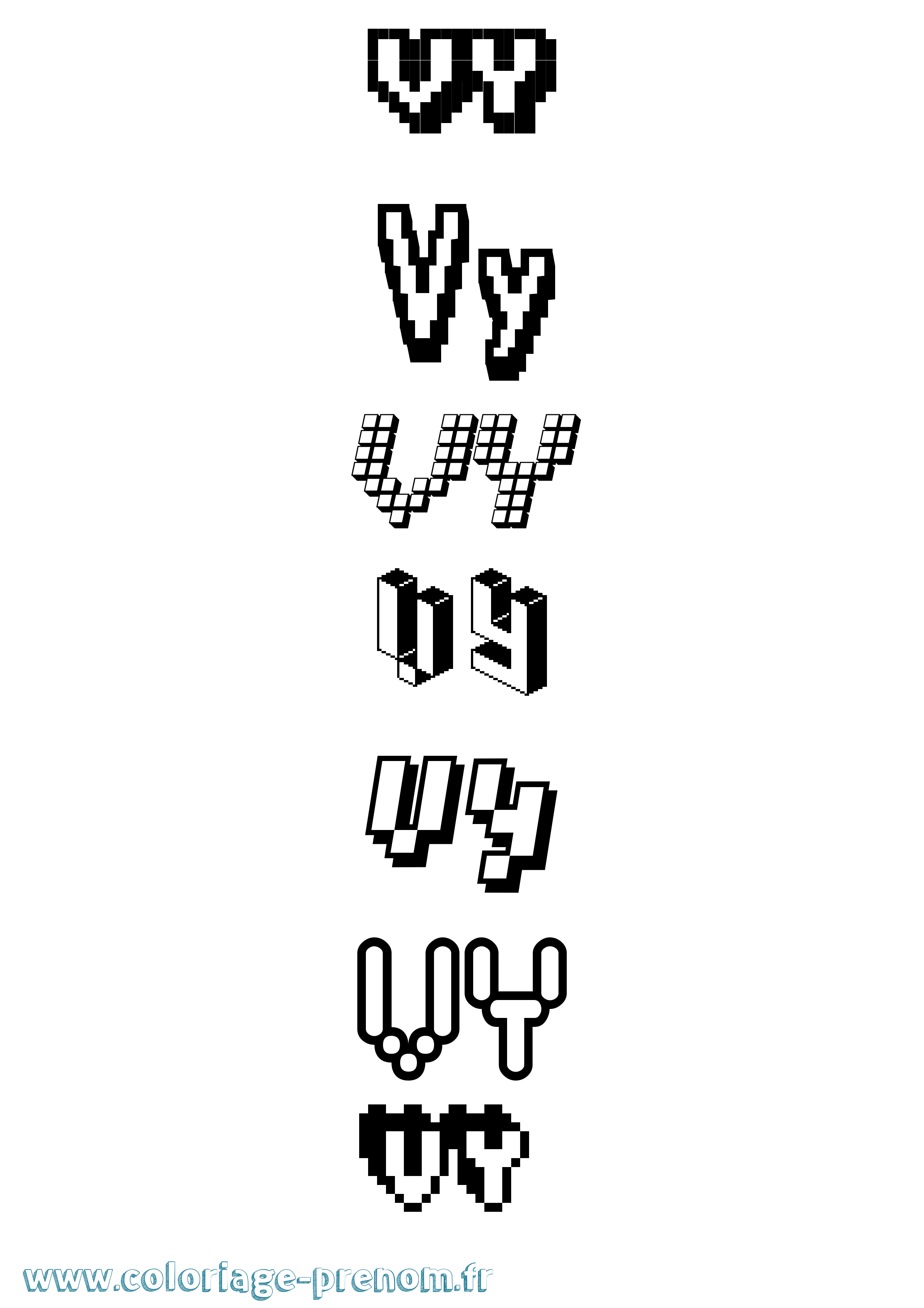 Coloriage Vy Pixel Coloriage prénom Vy Pixel