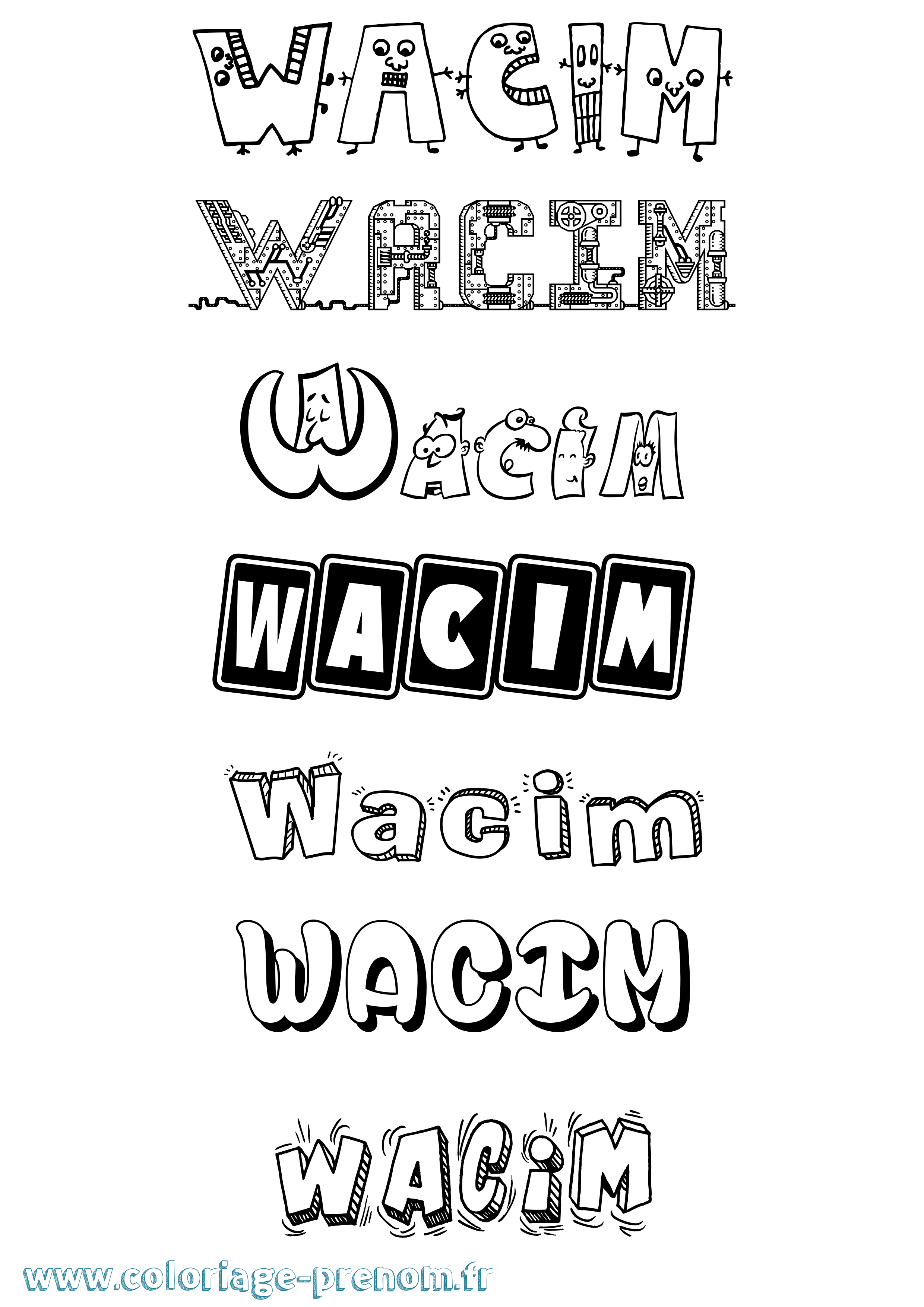 Coloriage prénom Wacim Fun