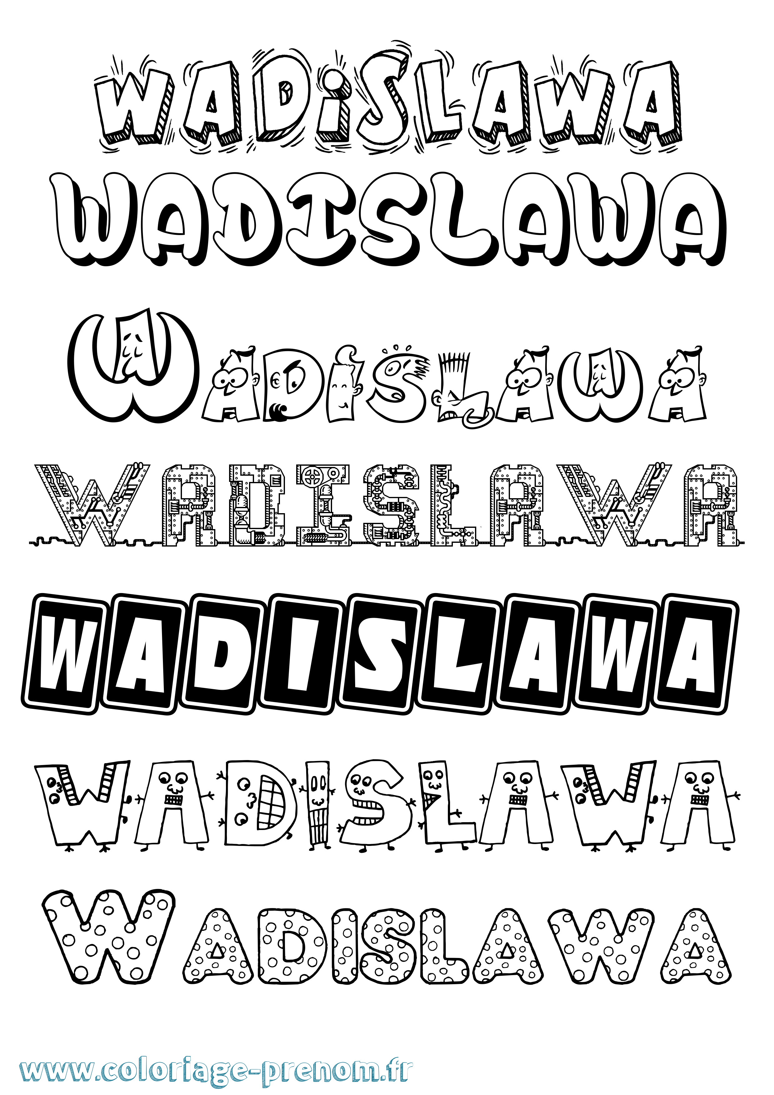 Coloriage prénom Wadislawa Fun