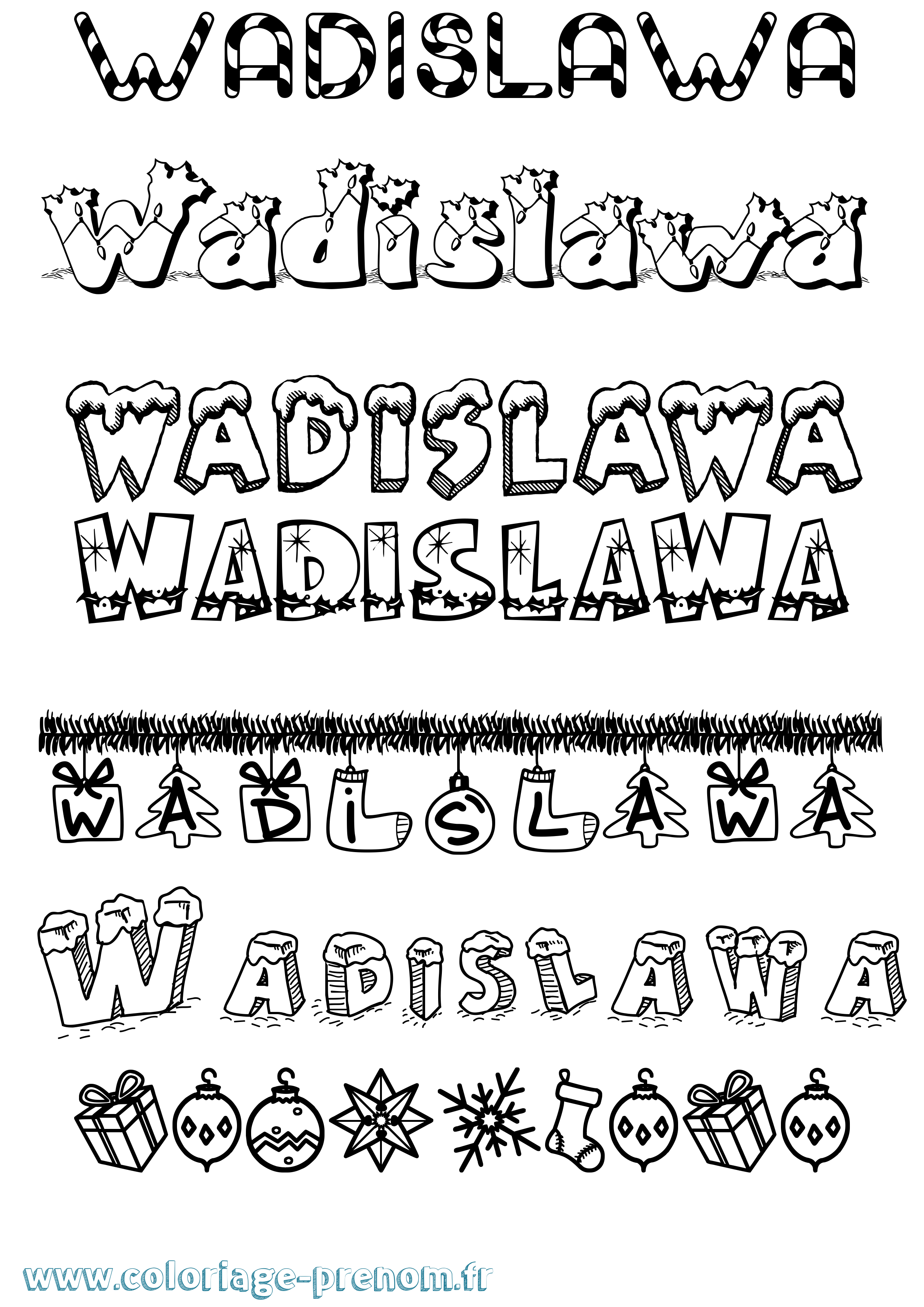 Coloriage prénom Wadislawa Noël