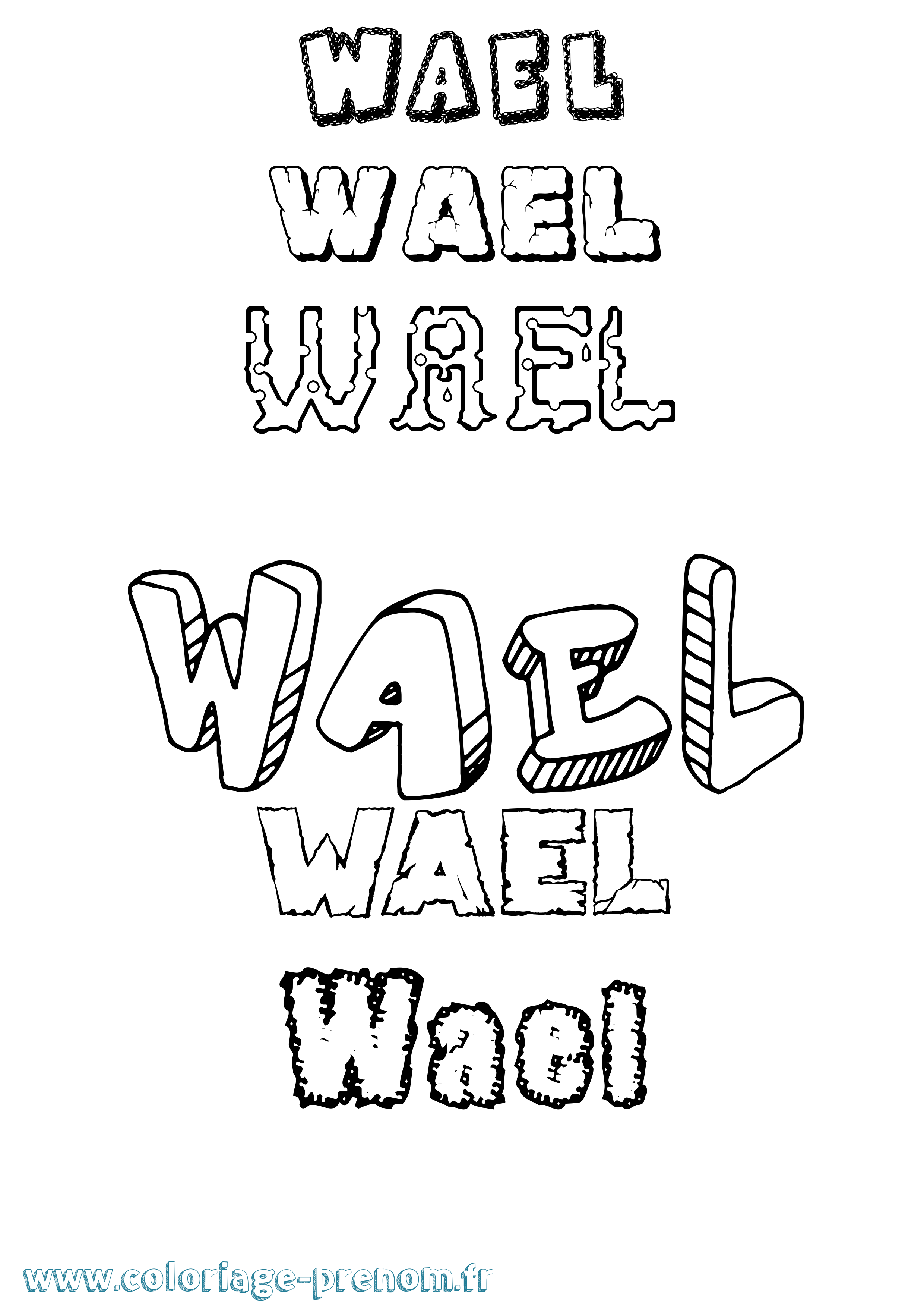 Coloriage prénom Wael