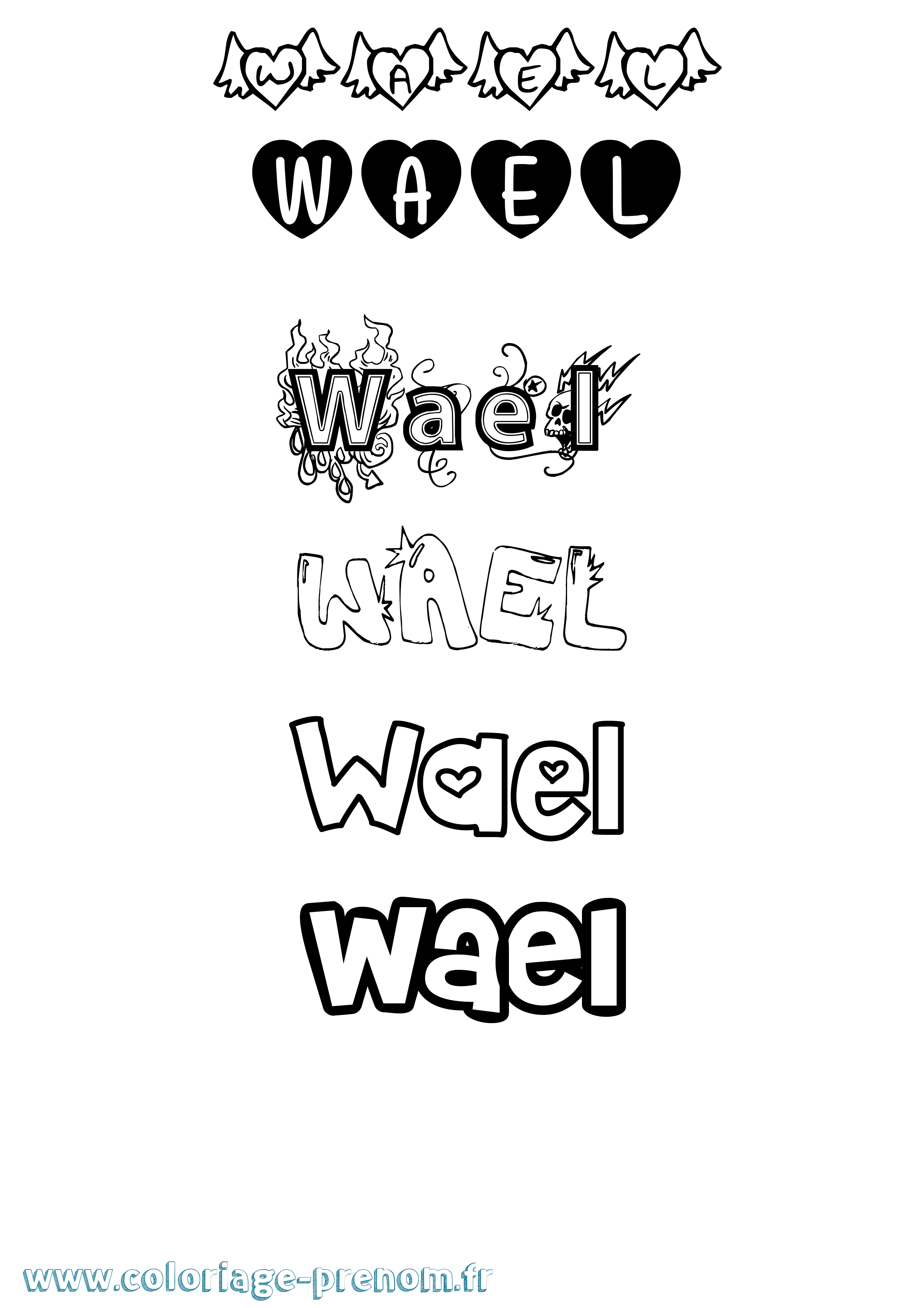 Coloriage prénom Wael