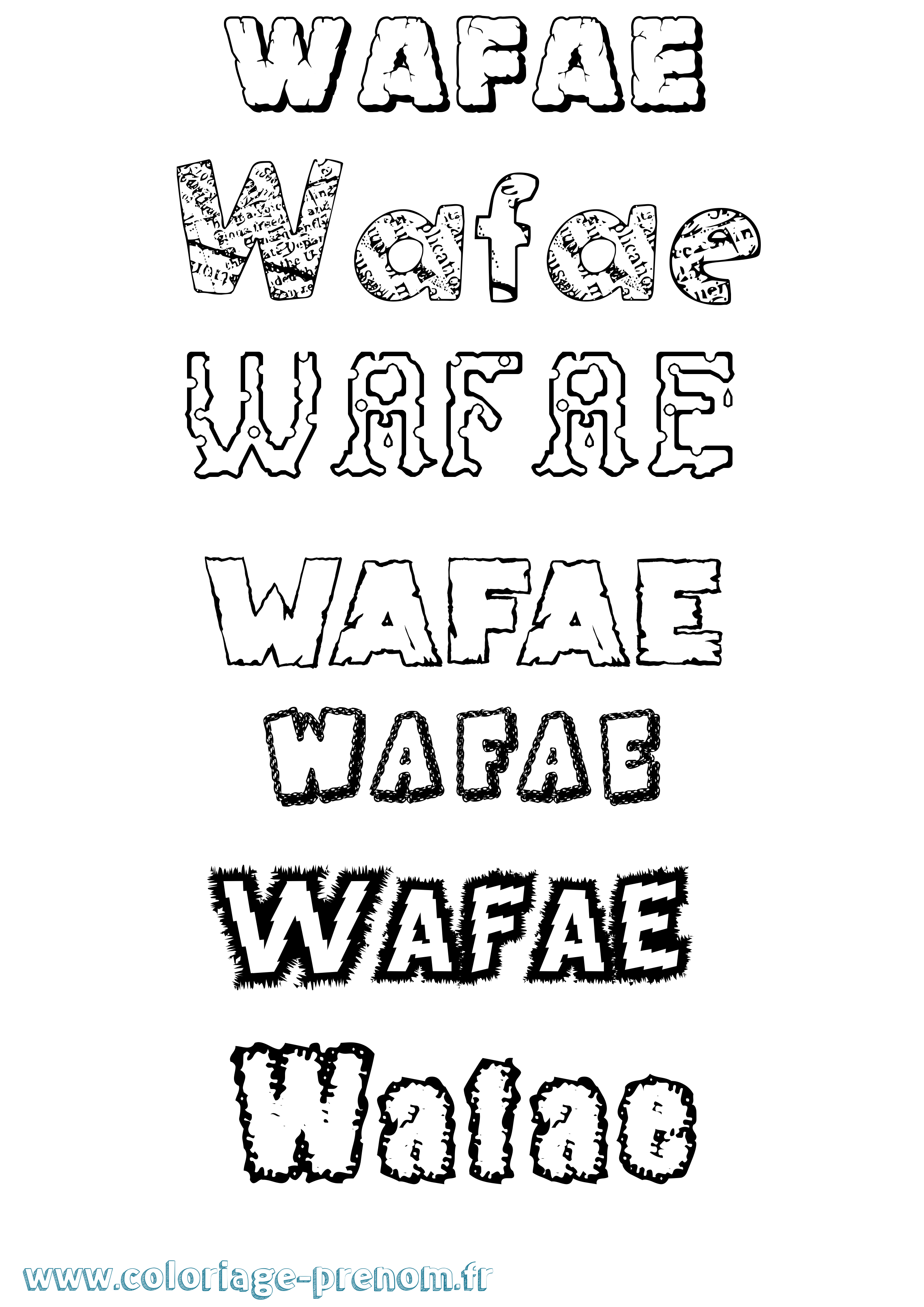 Coloriage prénom Wafae Destructuré