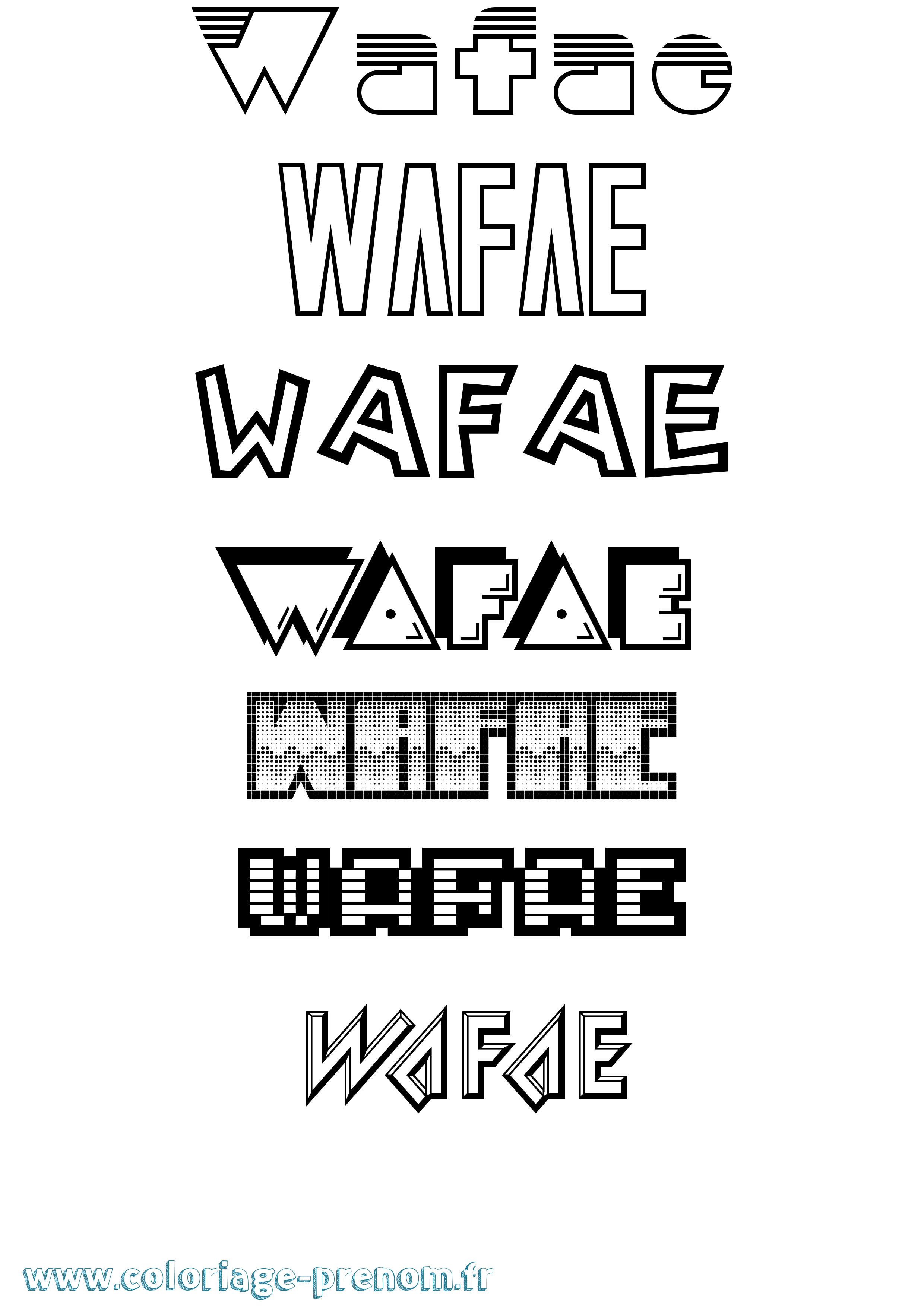 Coloriage prénom Wafae Jeux Vidéos